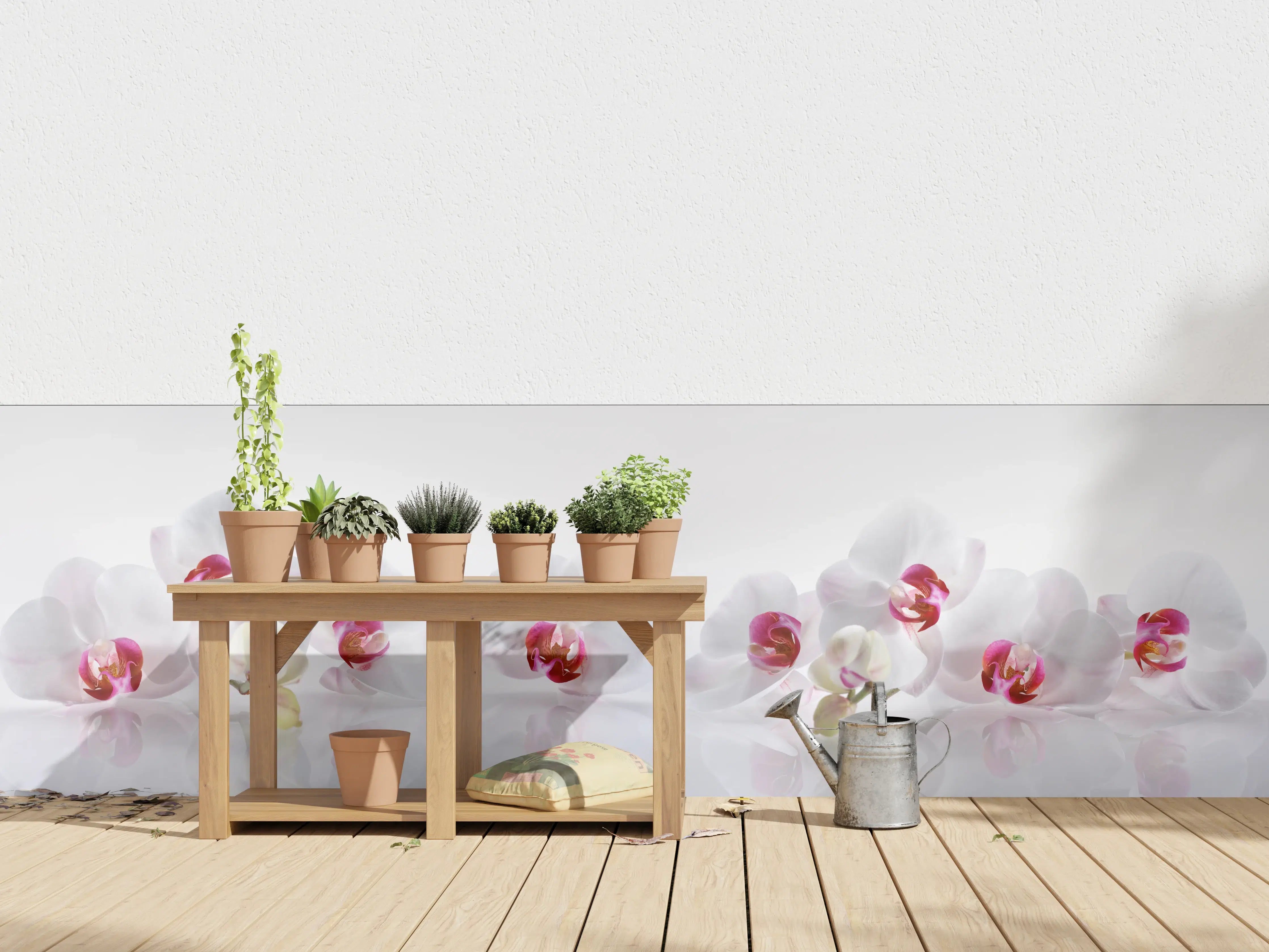 Wandverkleidung außen - Weiße Orchideen