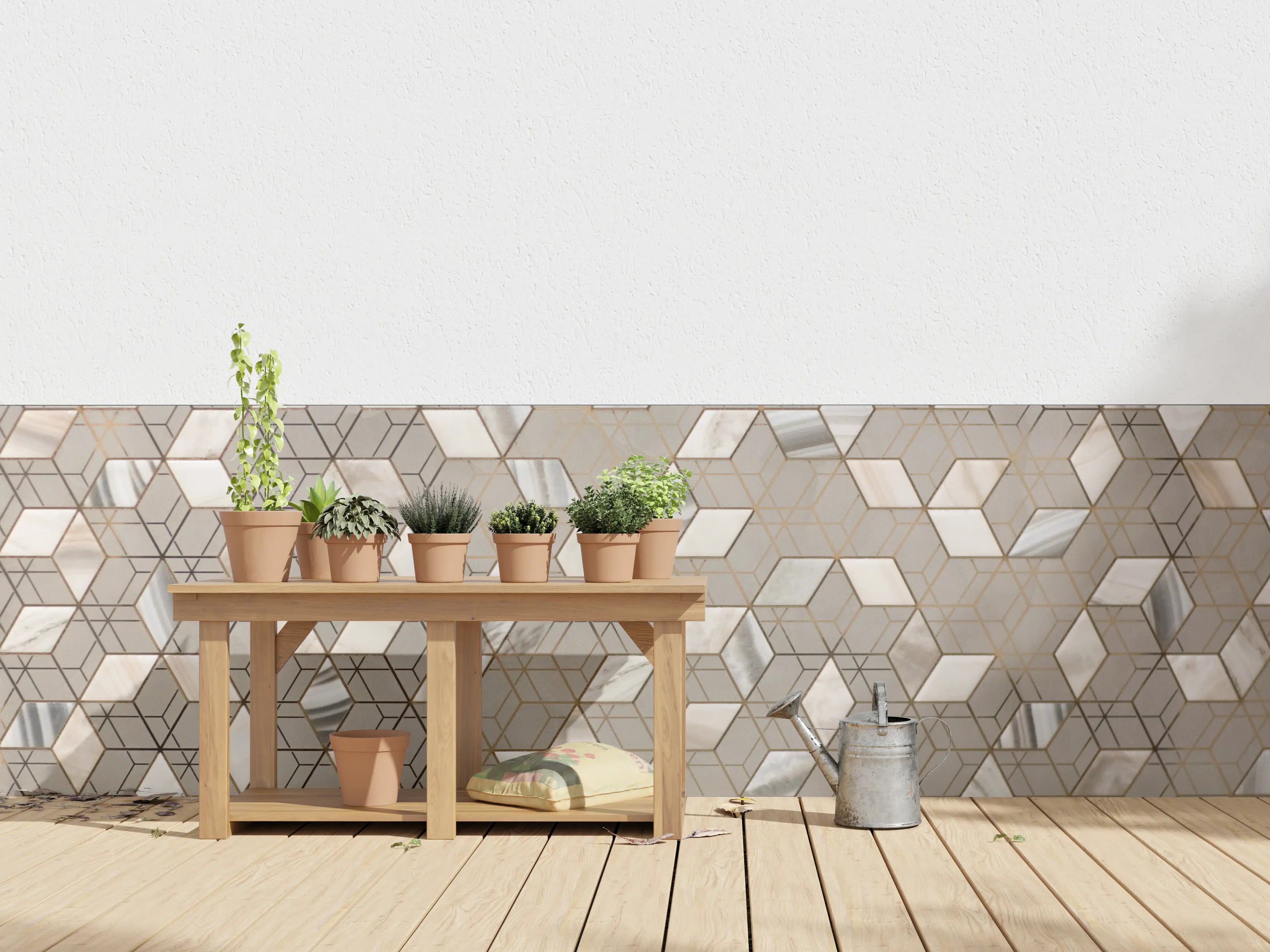 Wandverkleidung außen - Weiße und Graue 3D-Mosaikfliesen