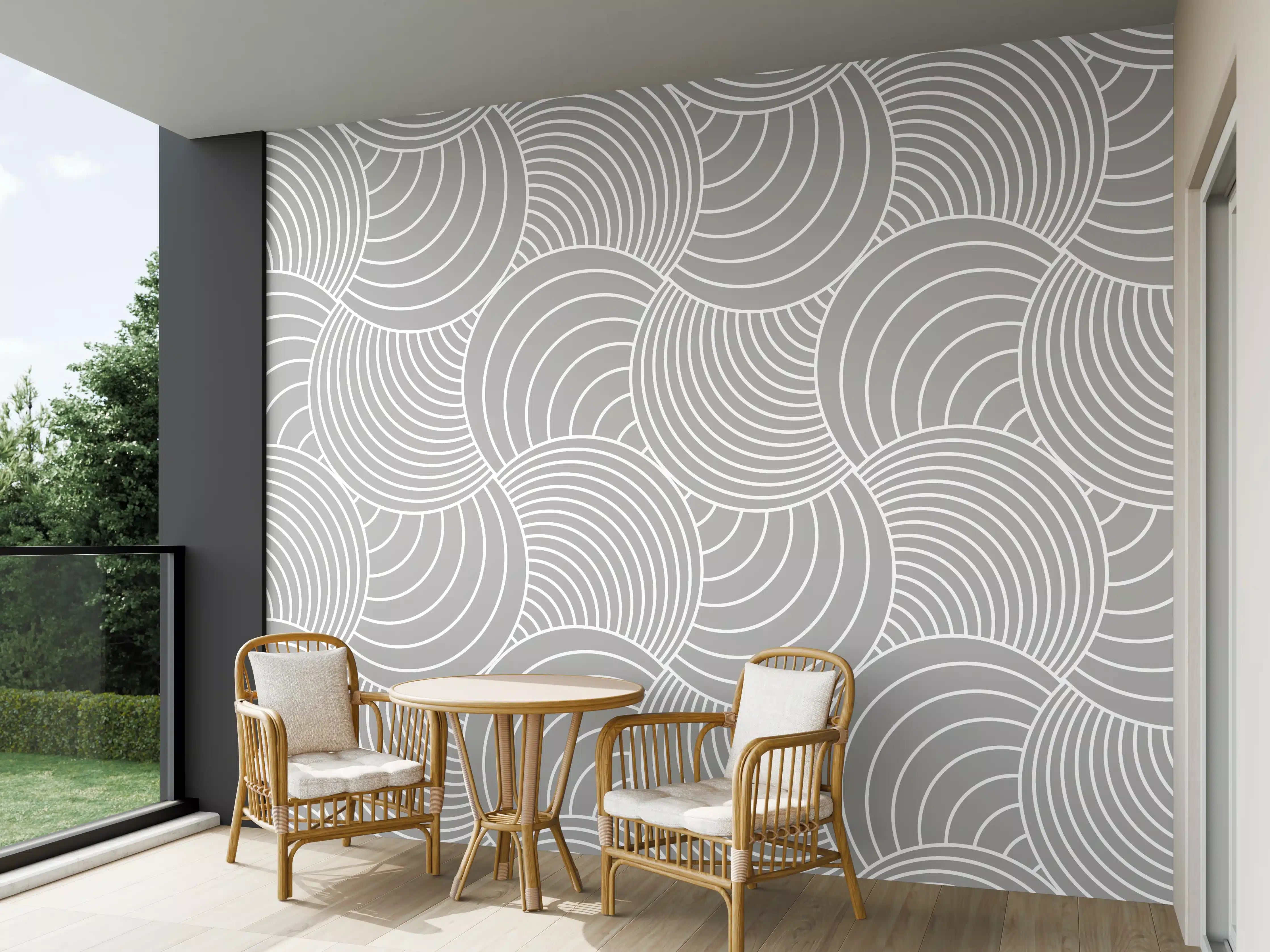 Wandverkleidung außen - Weiße, graue Wellenmuster-Textur