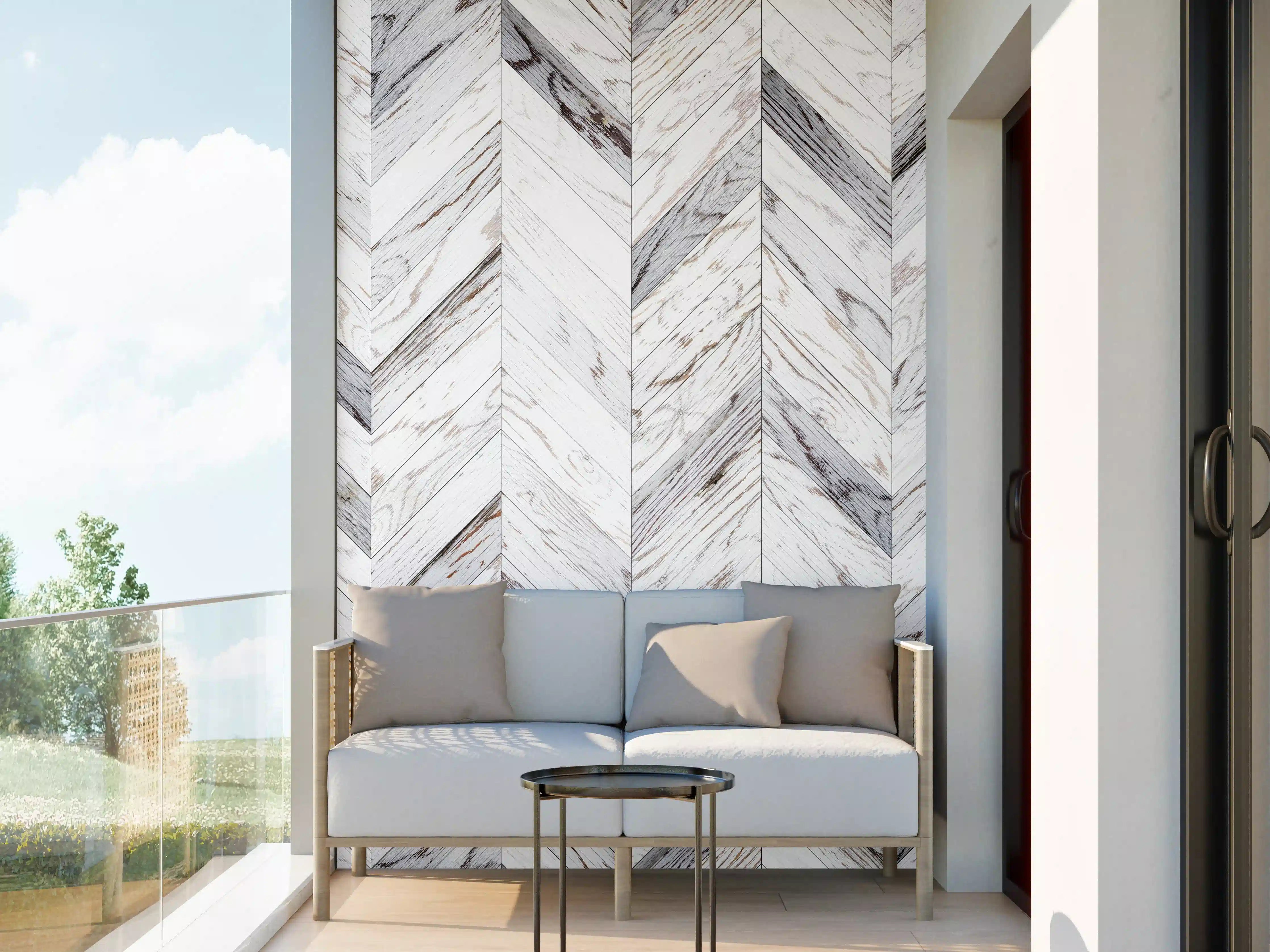 Wandverkleidung außen - Weißer Chevron - Holzoptik