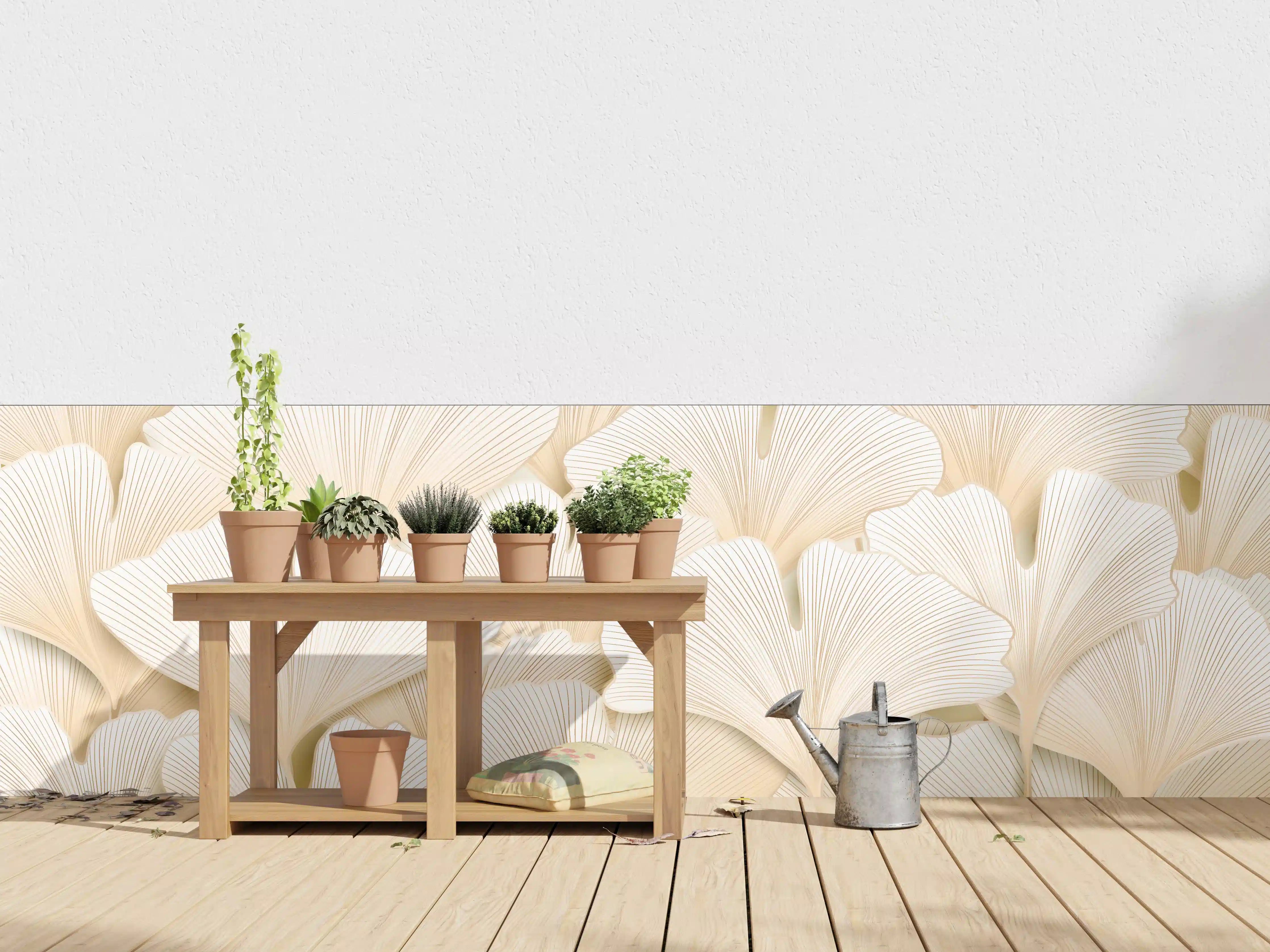 Wandverkleidung außen - Weißer Ginkgo-Stil Dekor