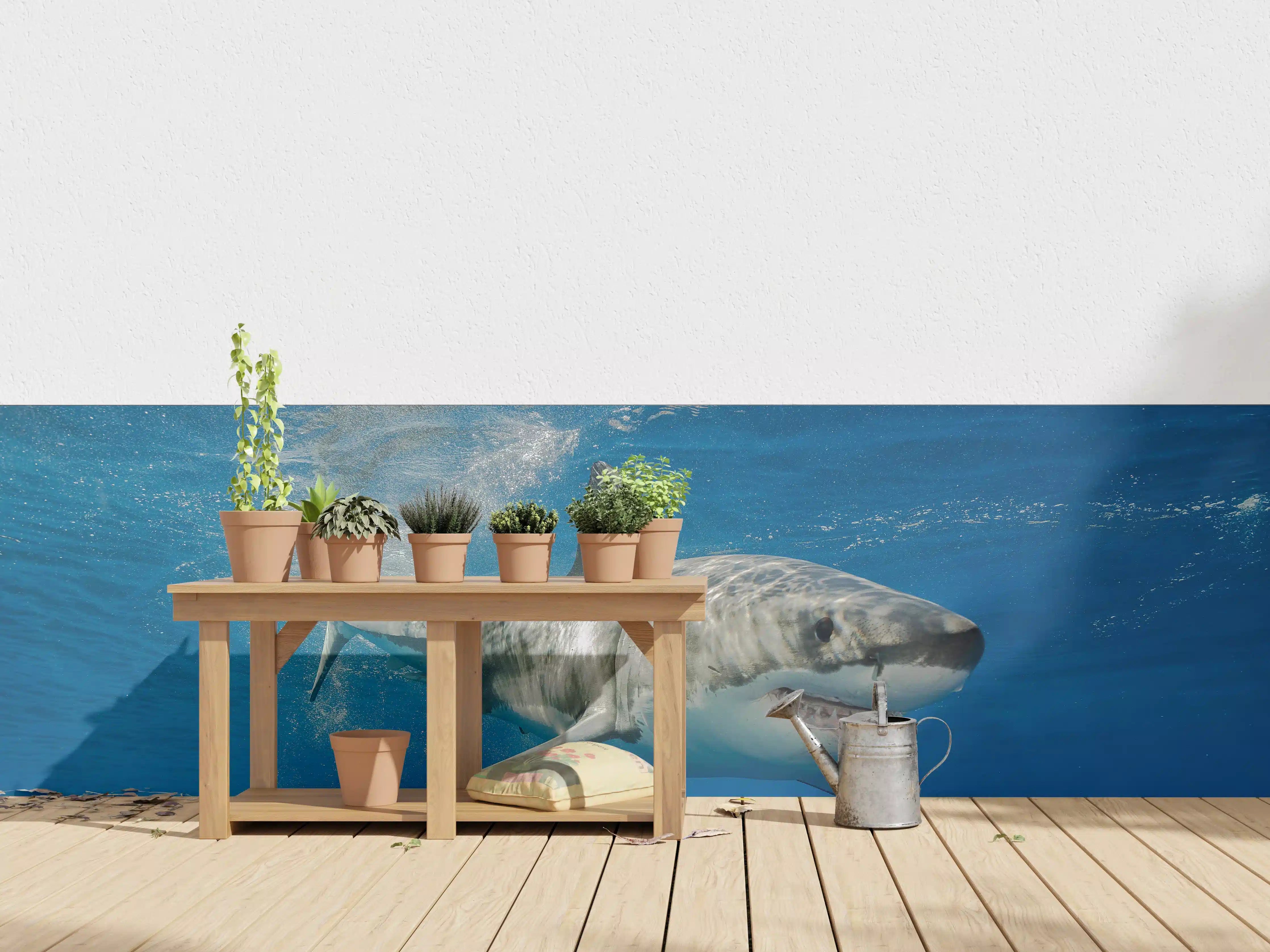 Wandverkleidung außen - Weißer Hai in Unterwasseransicht