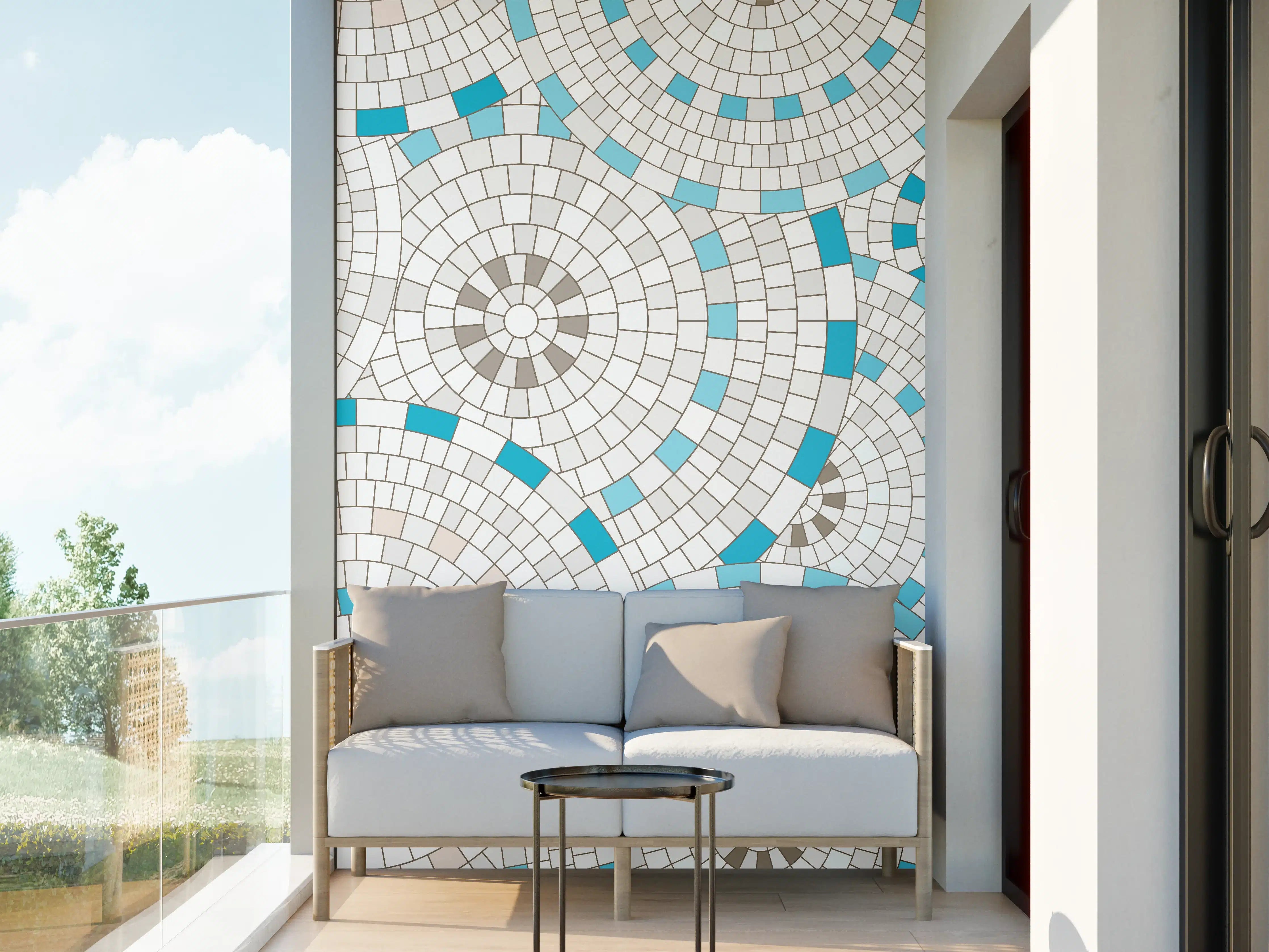 Wandverkleidung außen - Weißes Mosaik mit Akzenten