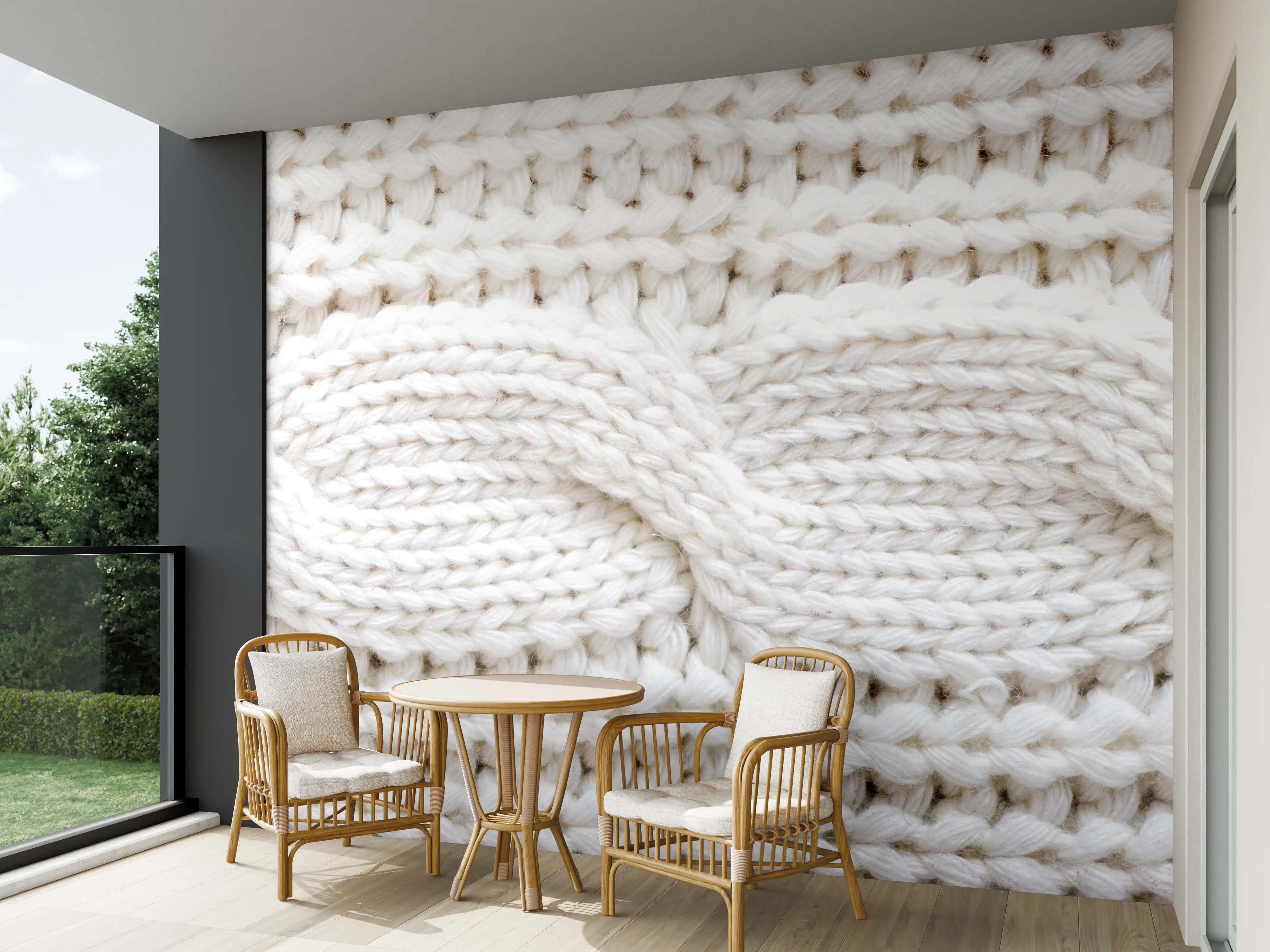 Wandverkleidung außen - Weißes Wollstrickmuster