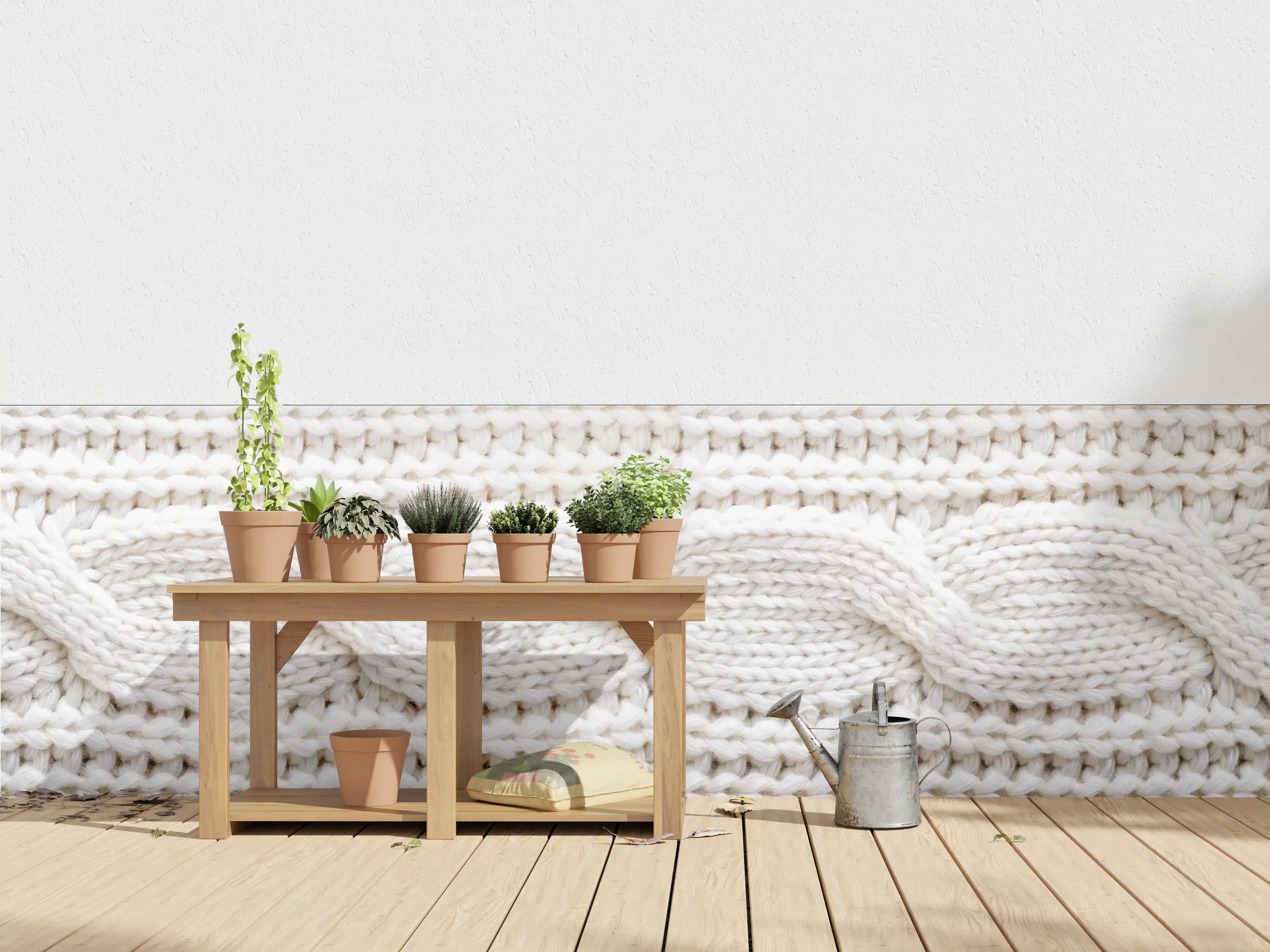 Wandverkleidung außen - Weißes Wollstrickmuster