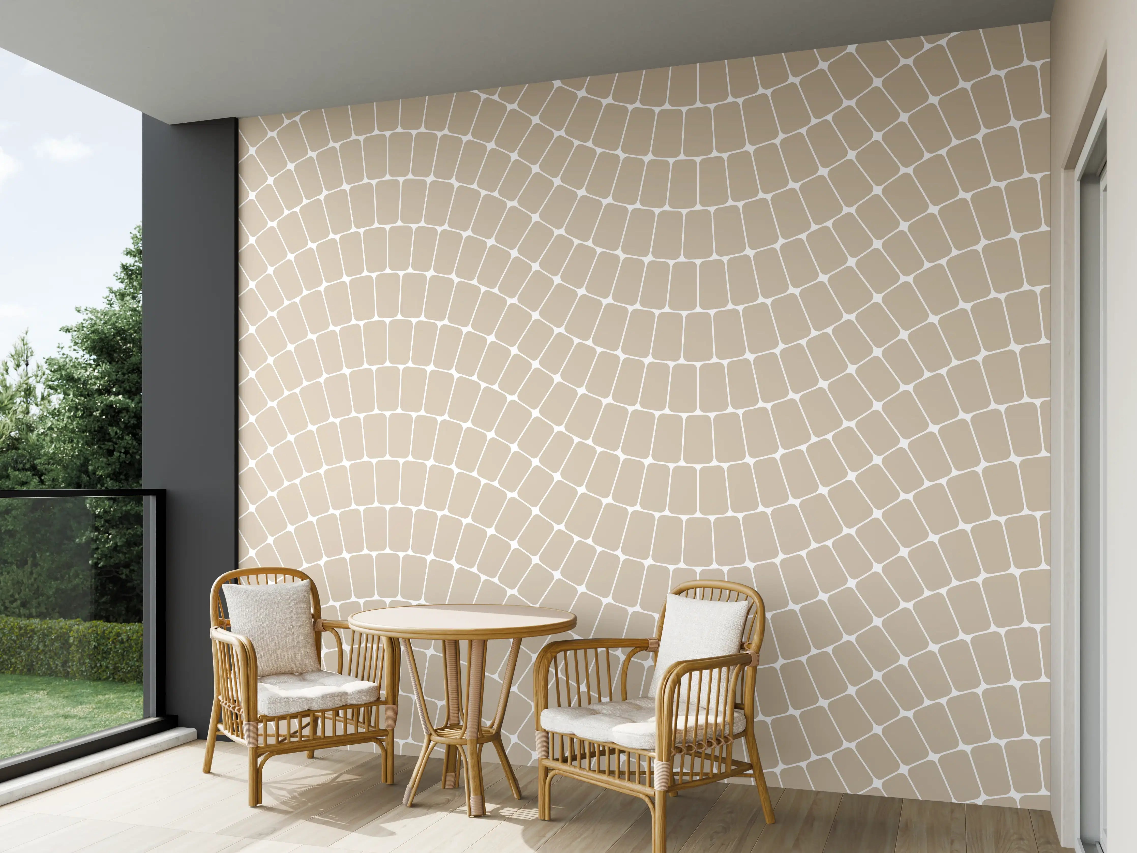 Wandverkleidung außen - Wellenmuster in Cremefarben