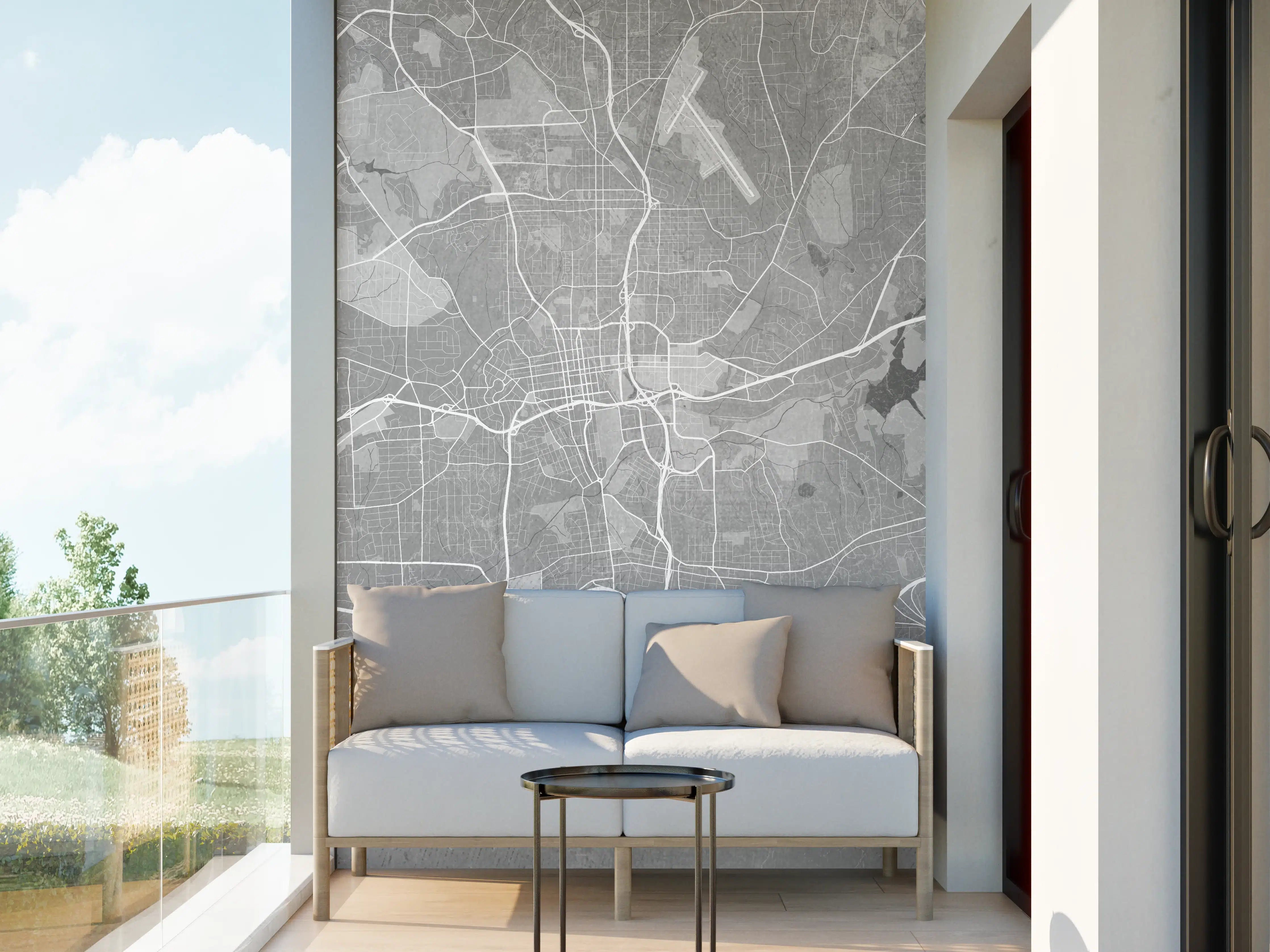 Wandverkleidung außen - Winston-Salem Vintage-Stadtkarte Grau