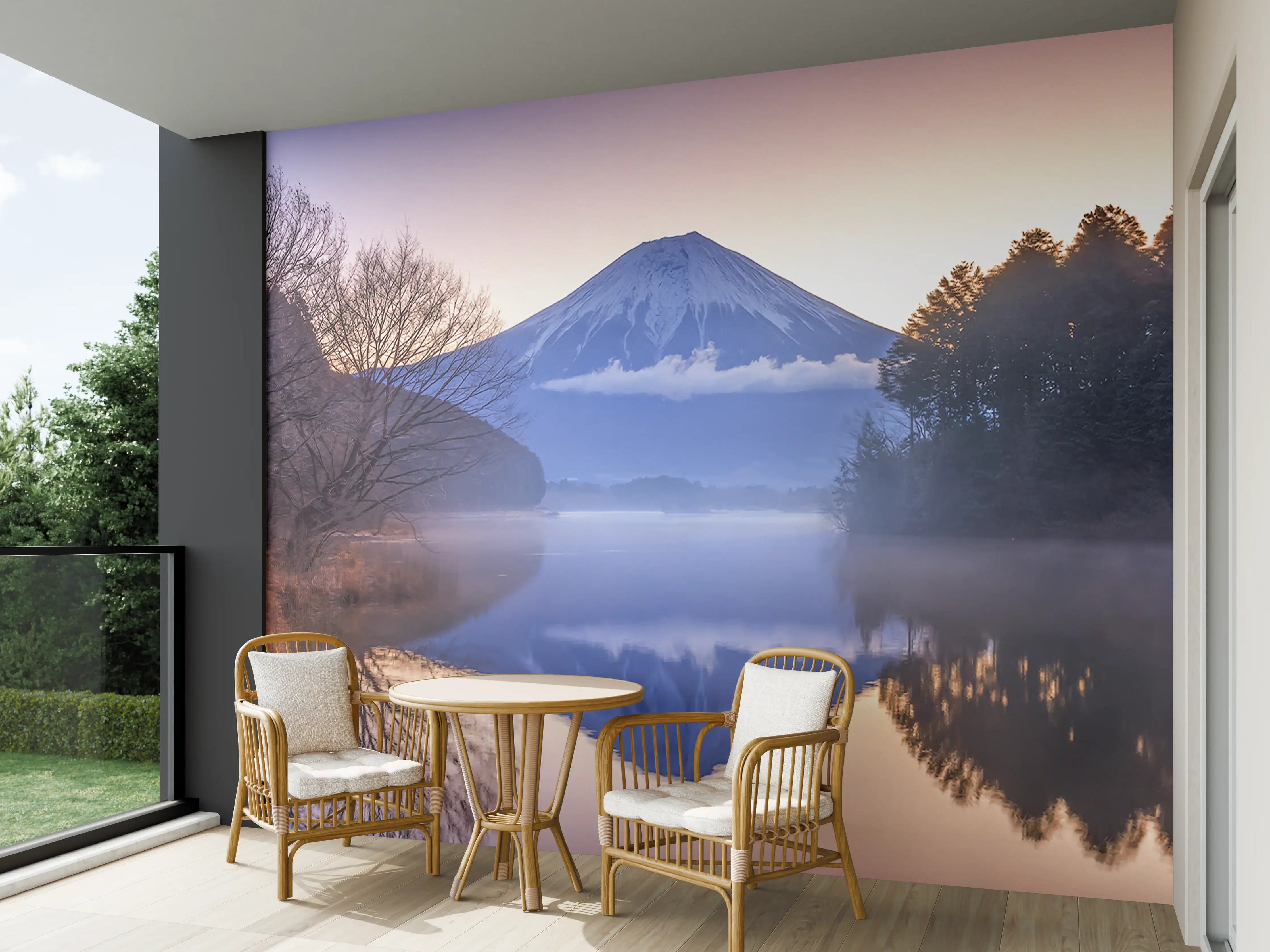 Wandverkleidung außen - Winterlicher Fuji-Spiegelung