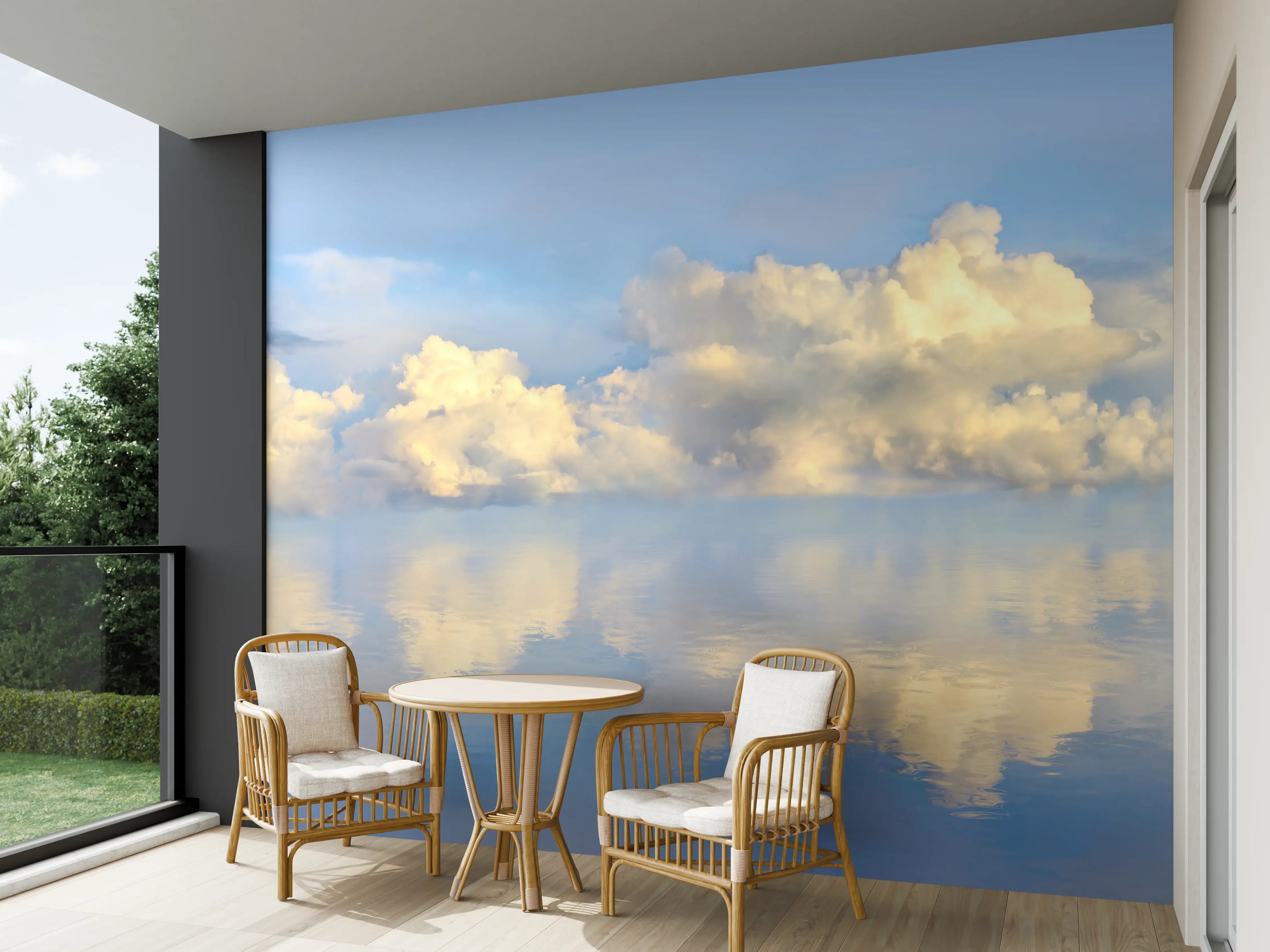 Wandverkleidung außen - Wolkenmeer mit spiegelnder Wasseroberfläche