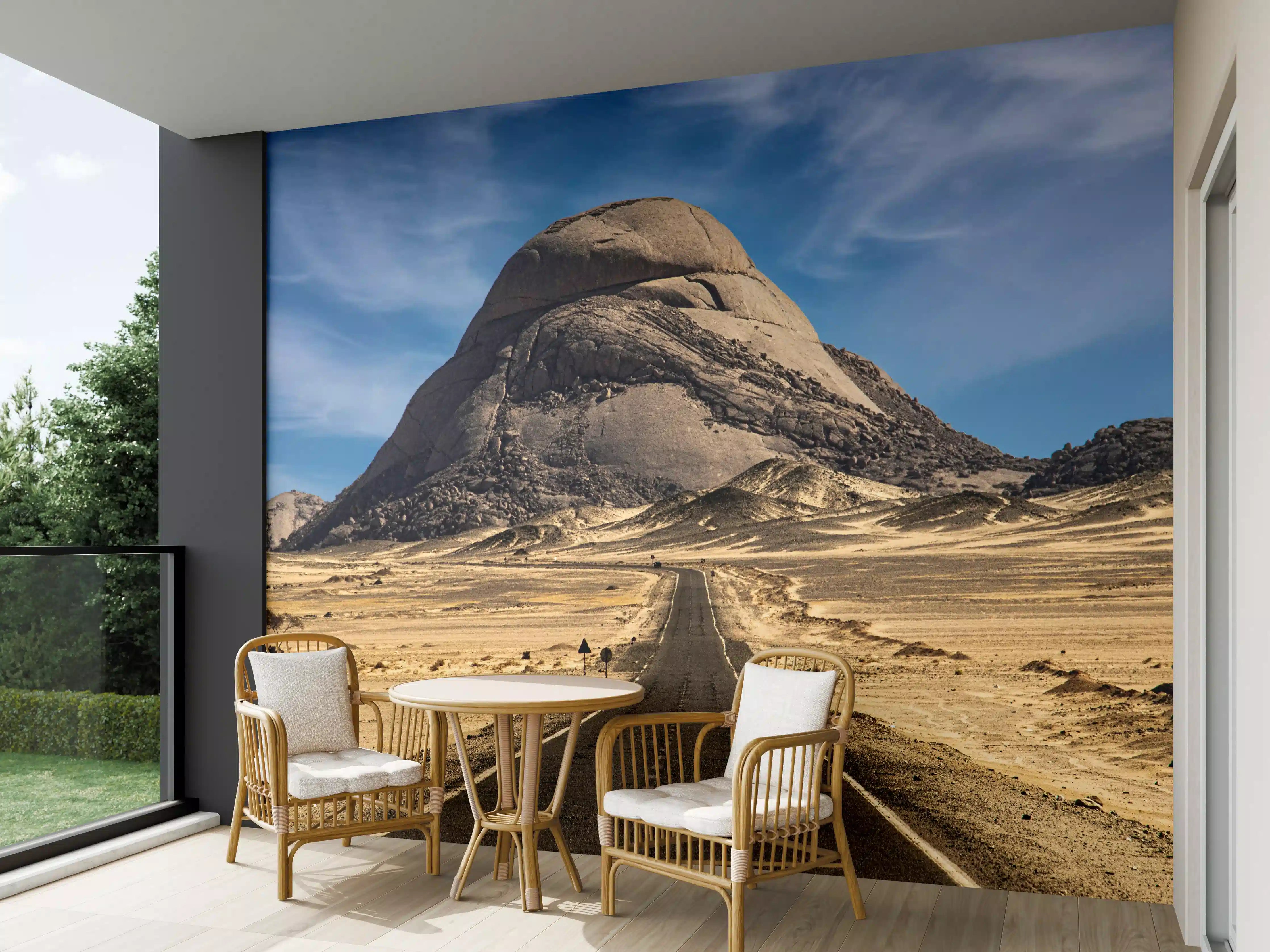 Wandverkleidung außen - Wüstenweg zum Felsmassiv