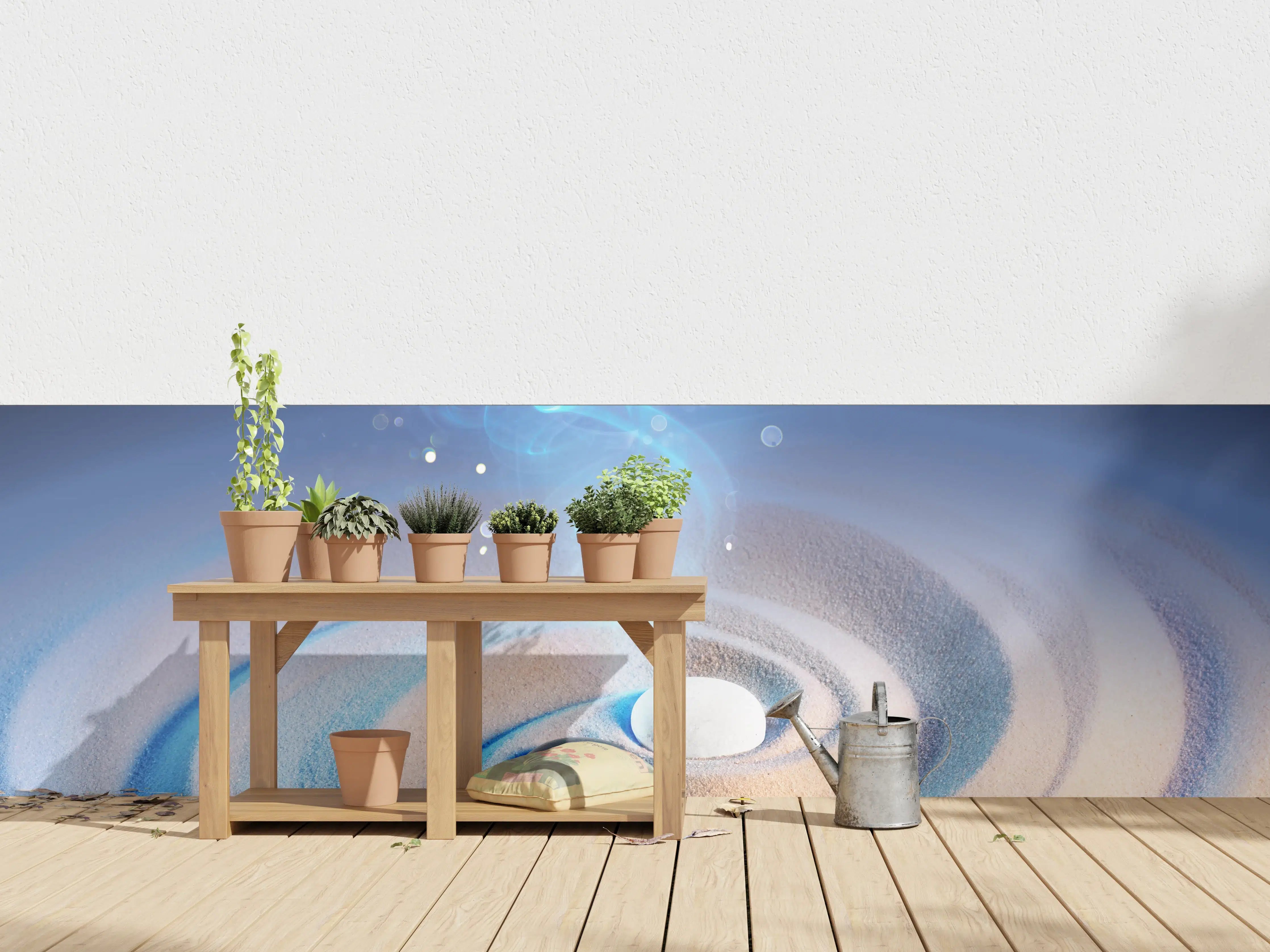 Wandverkleidung außen - Yin und Yang Steine im Sand