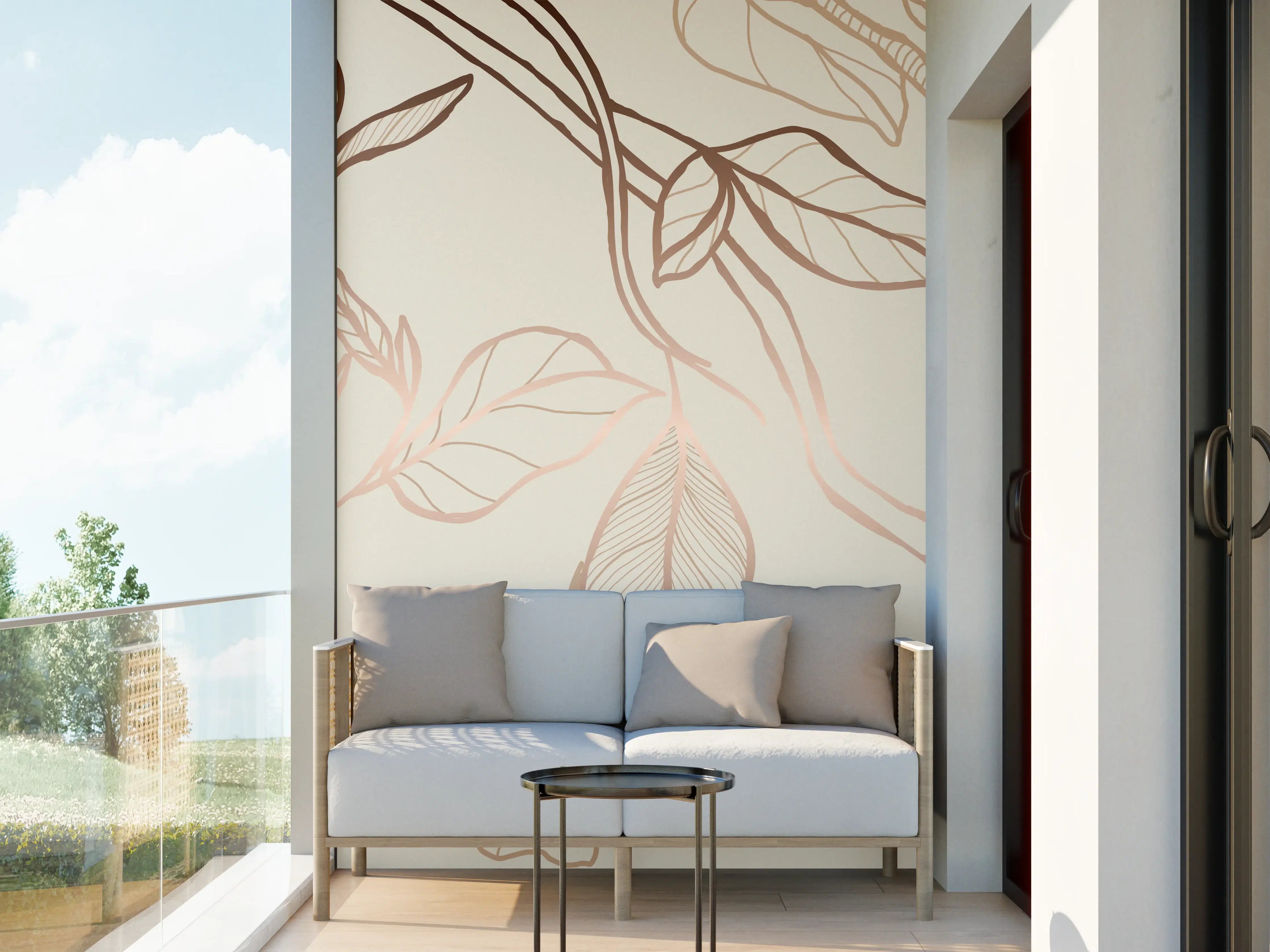 Wandverkleidung außen - Zarte Blumenzeichnung Beige