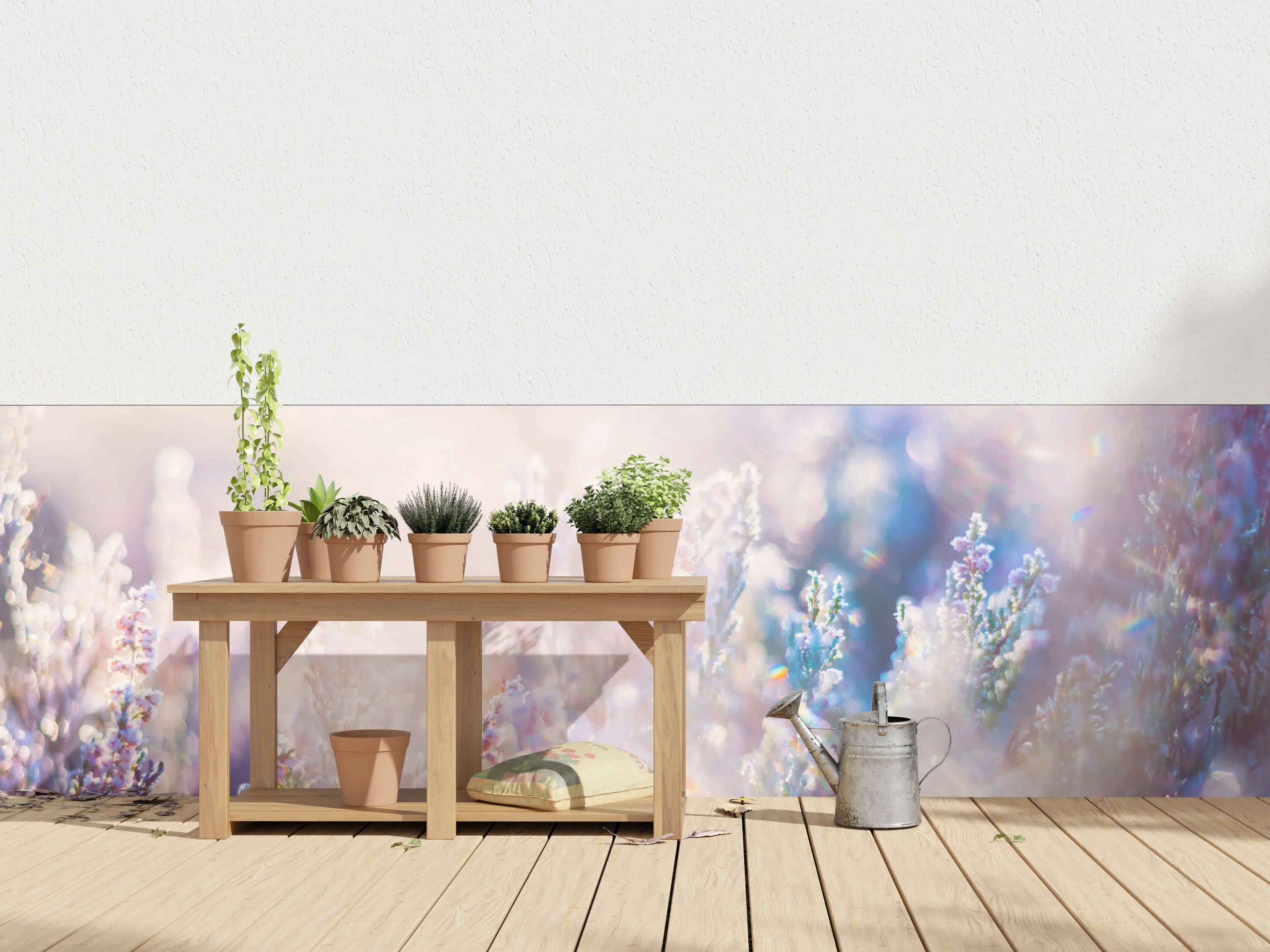 Wandverkleidung außen - Zarte Grau-Blumen im Sonnenstrahl
