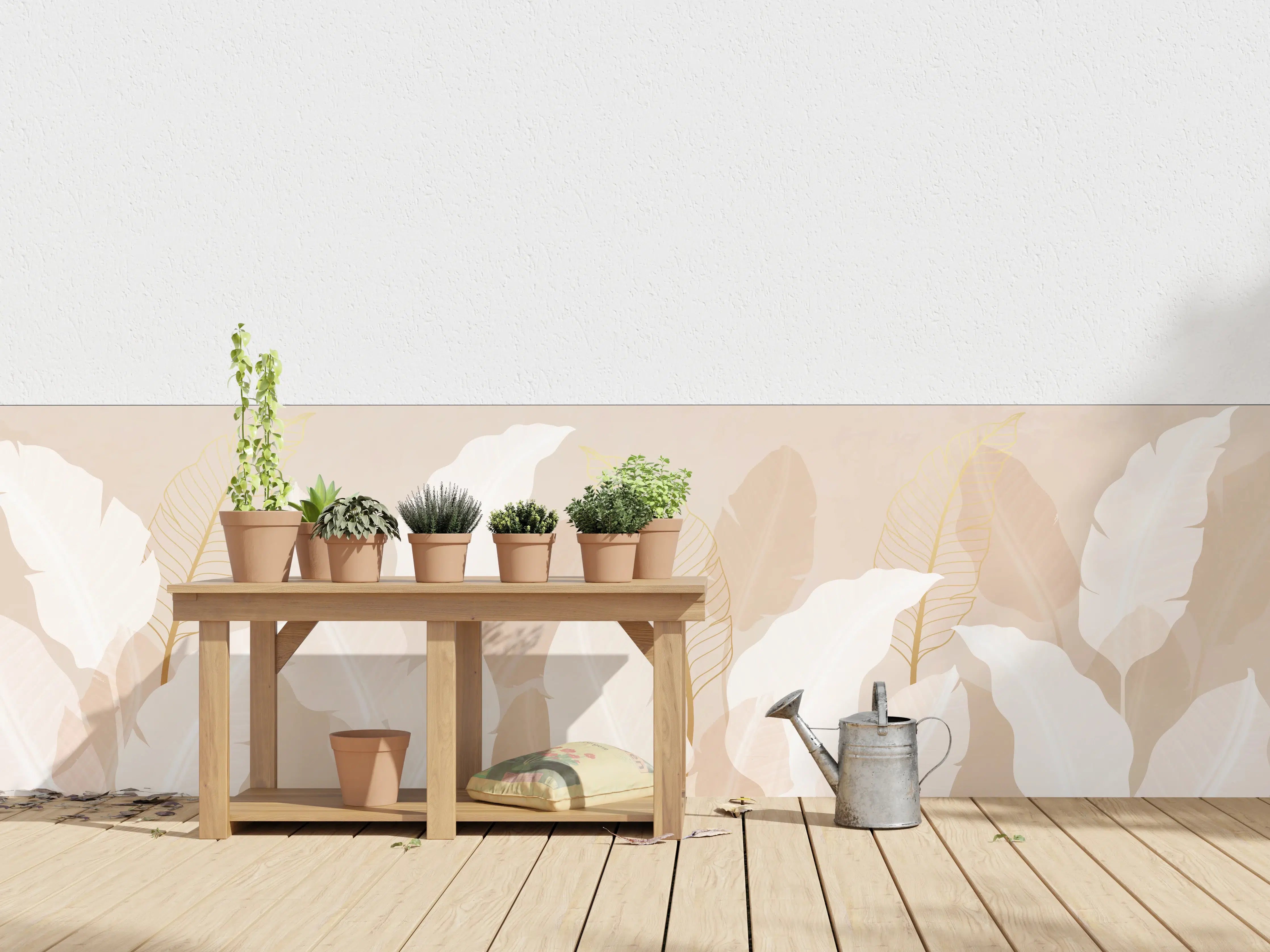 Wandverkleidung außen - Zarte-Pastell-Blätter-Stilbild