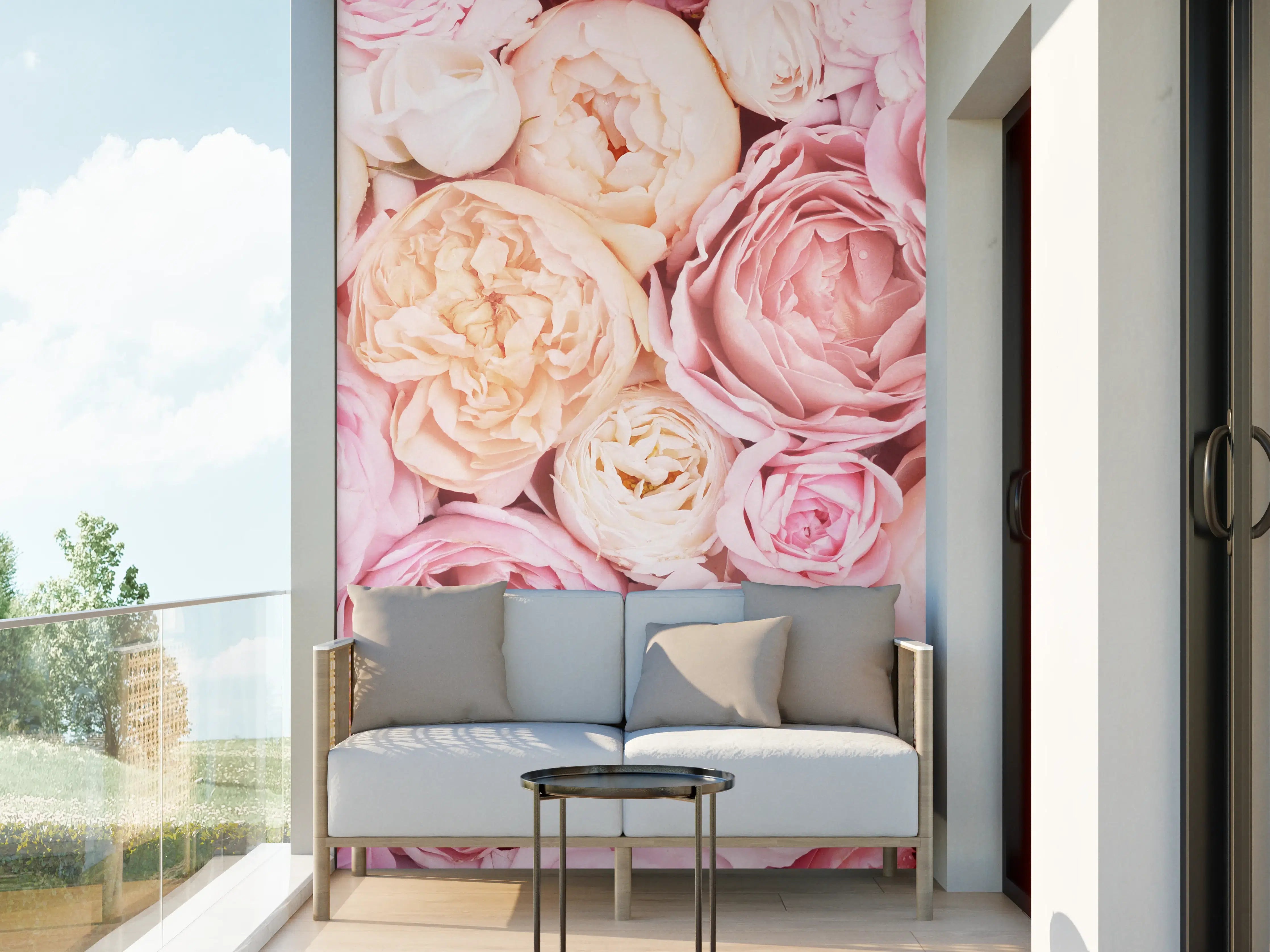 Wandverkleidung außen - Zarte blühende Rosen