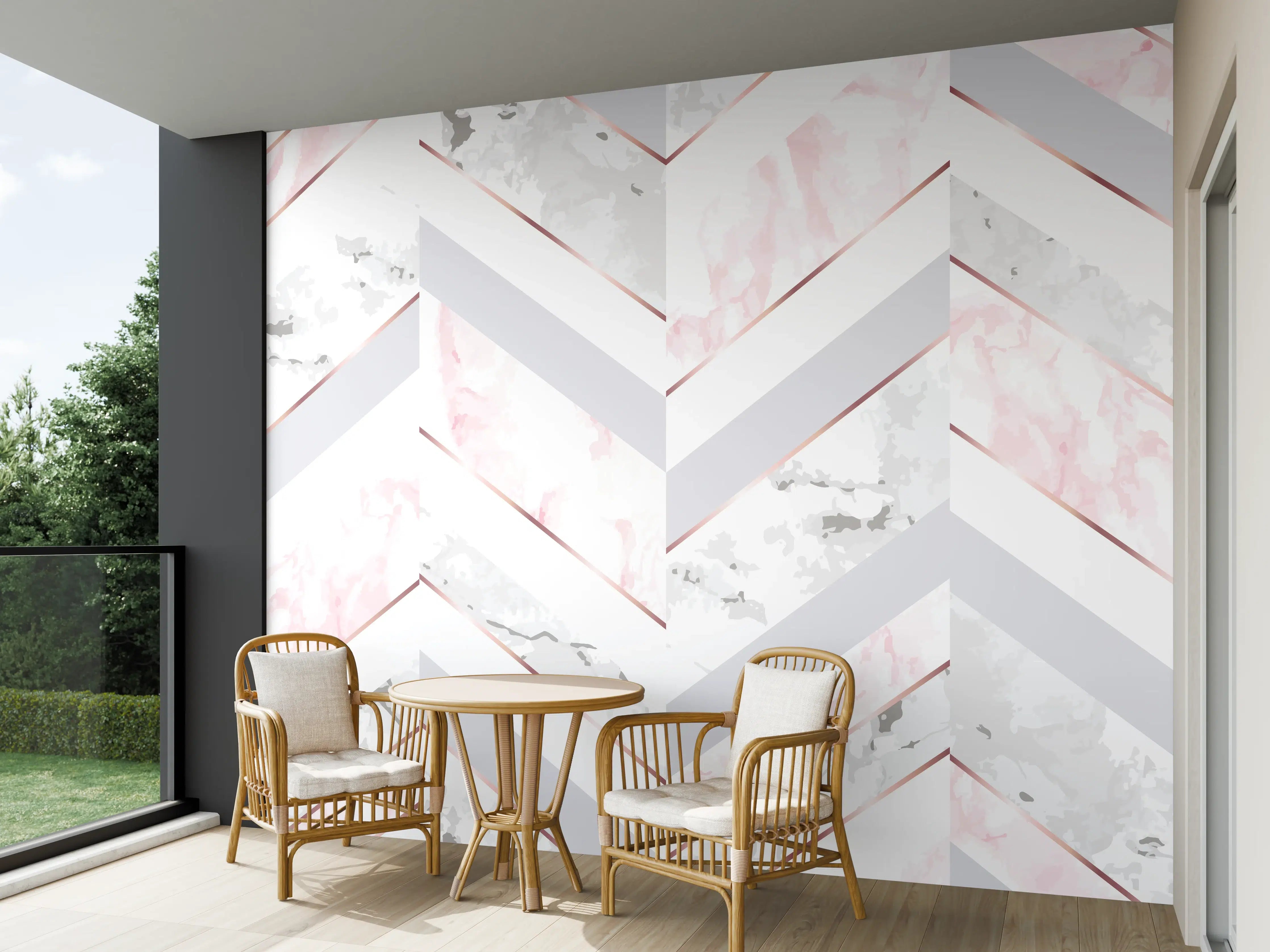 Wandverkleidung außen - Zartes Rosa-Weiß Muster