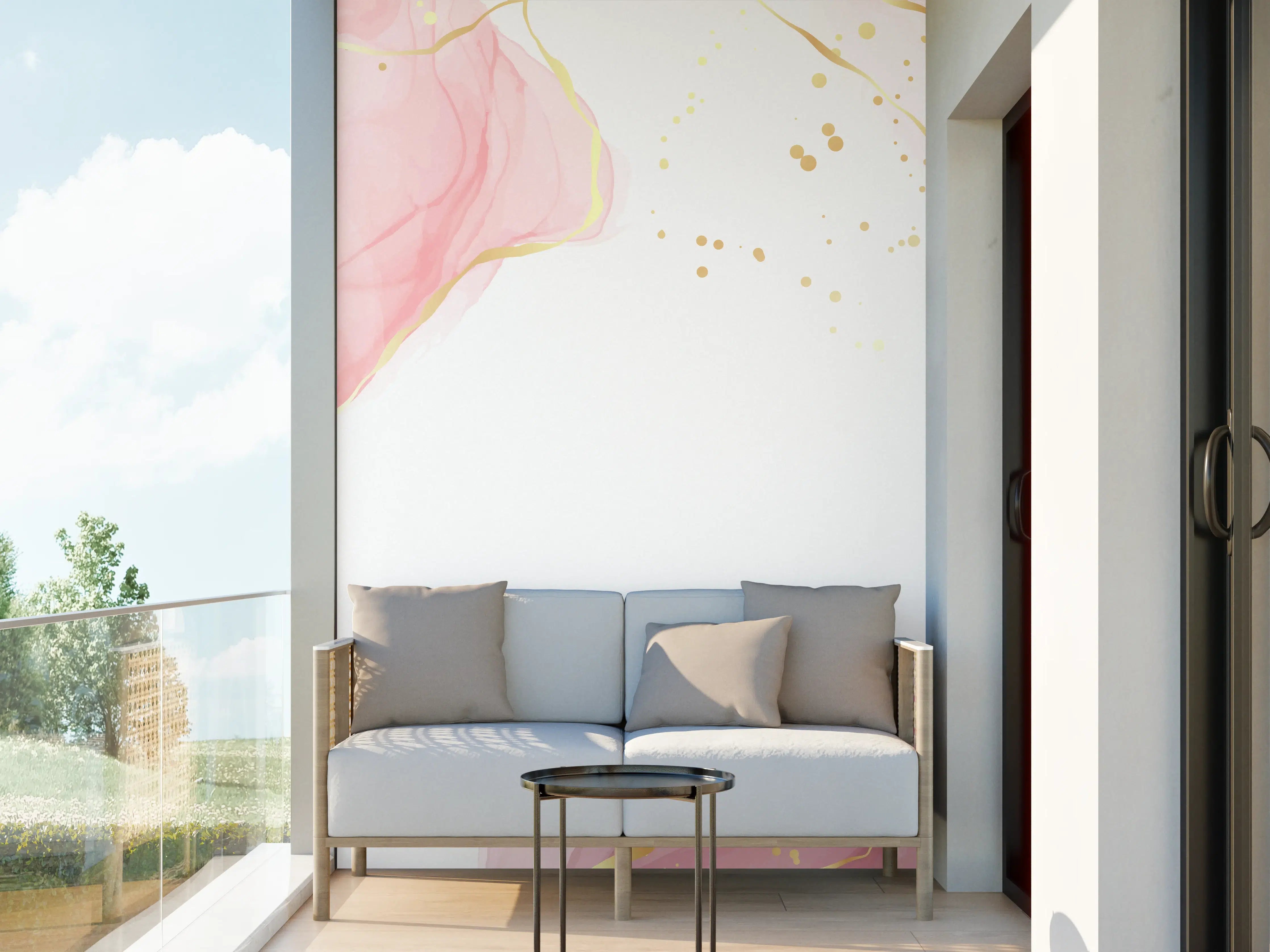 Wandverkleidung außen - Zartrosa Blumen Aquarell-Design