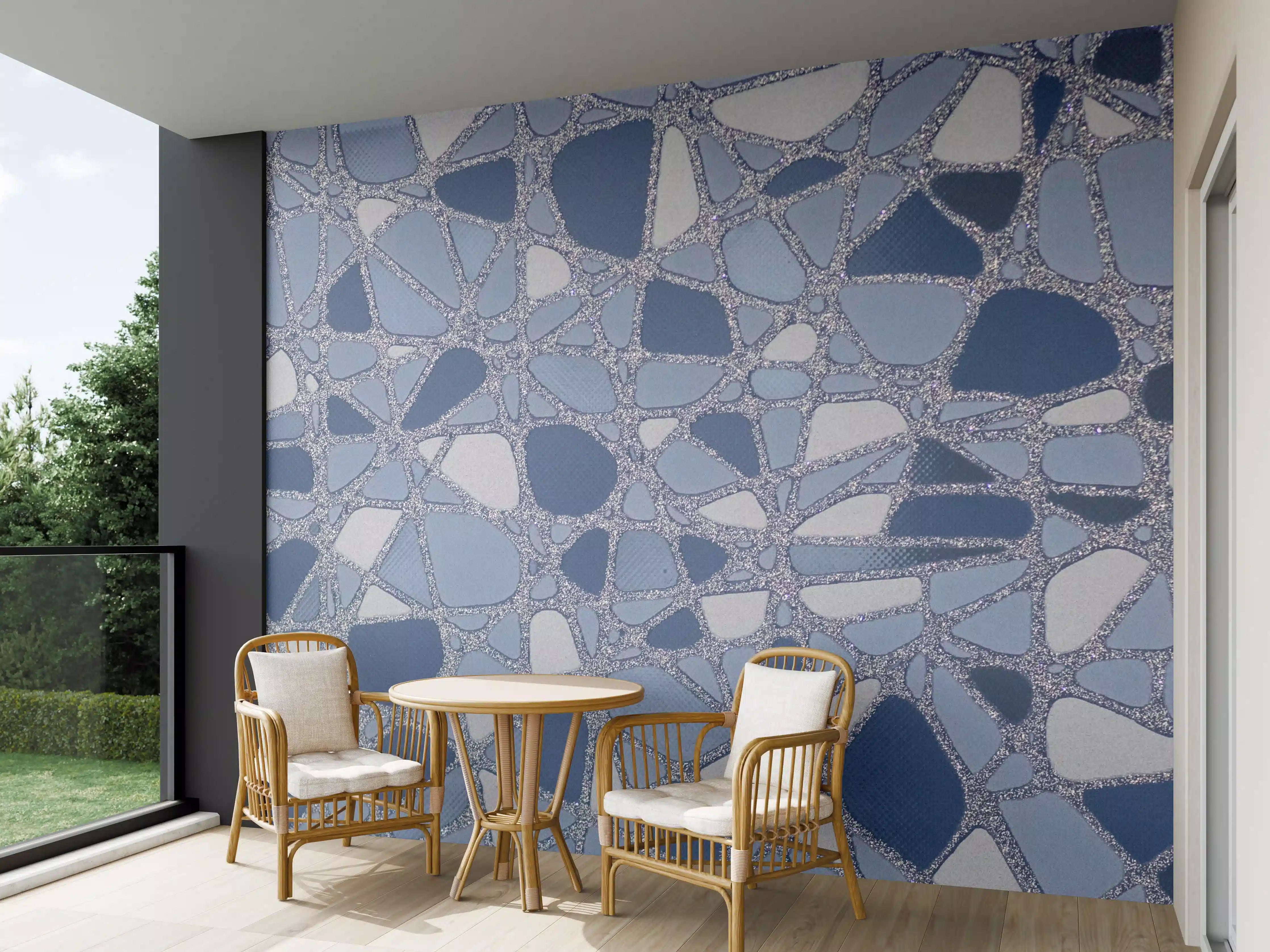 Wandverkleidung außen - Zeitlose blaue Mosaikfliesen