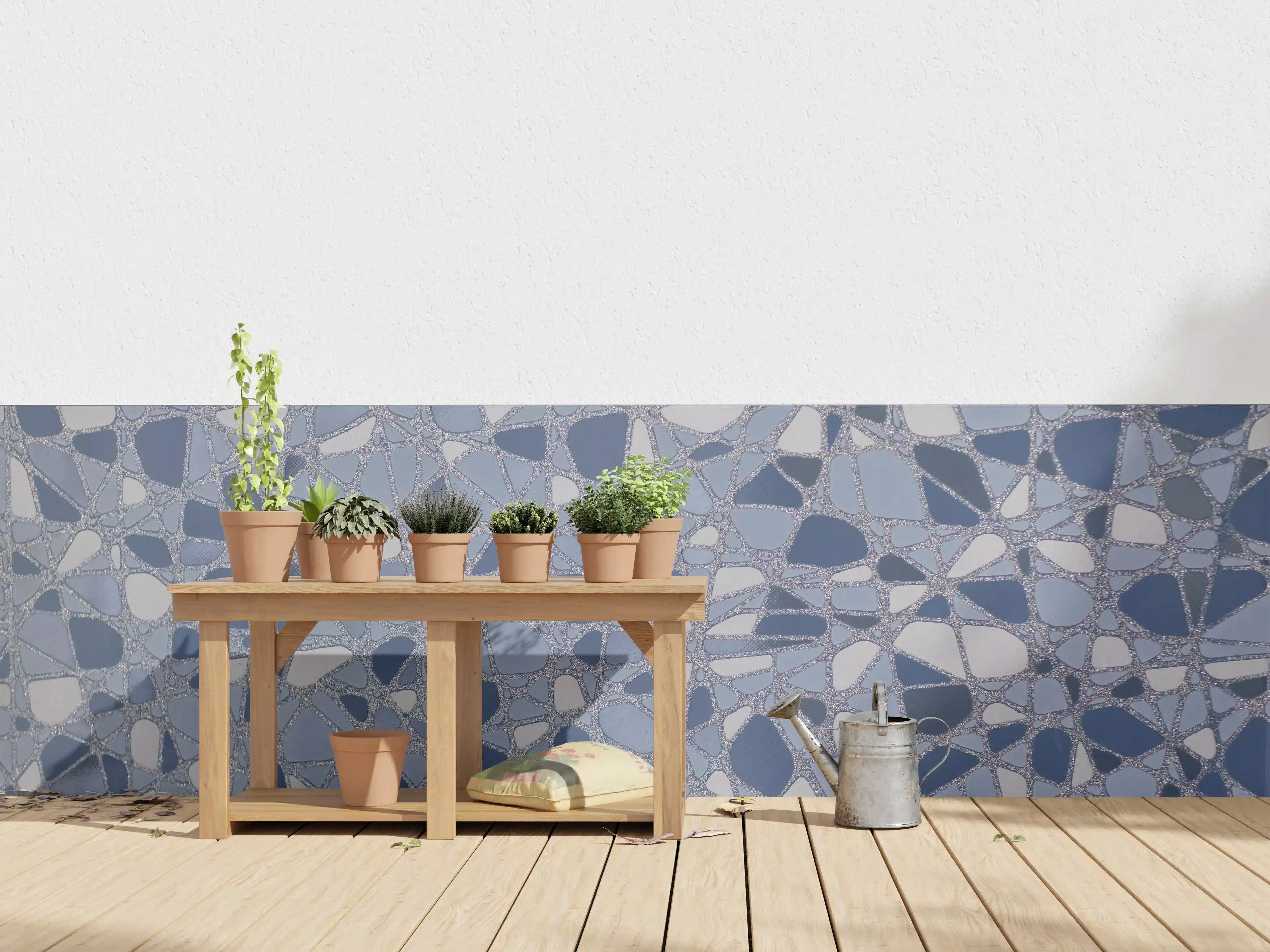 Wandverkleidung außen - Zeitlose blaue Mosaikfliesen