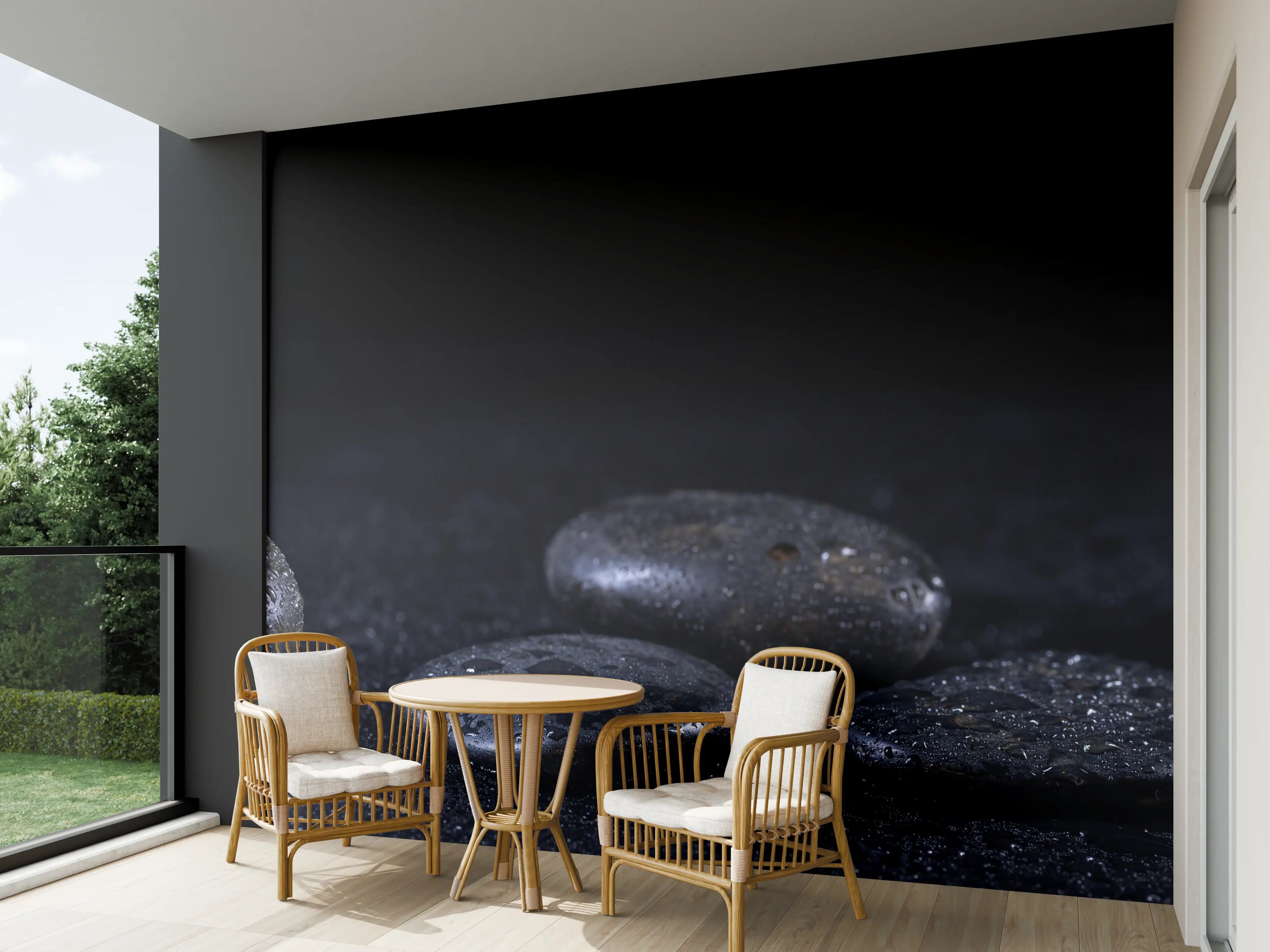 Wandverkleidung außen - Zen - Schwarze Steine