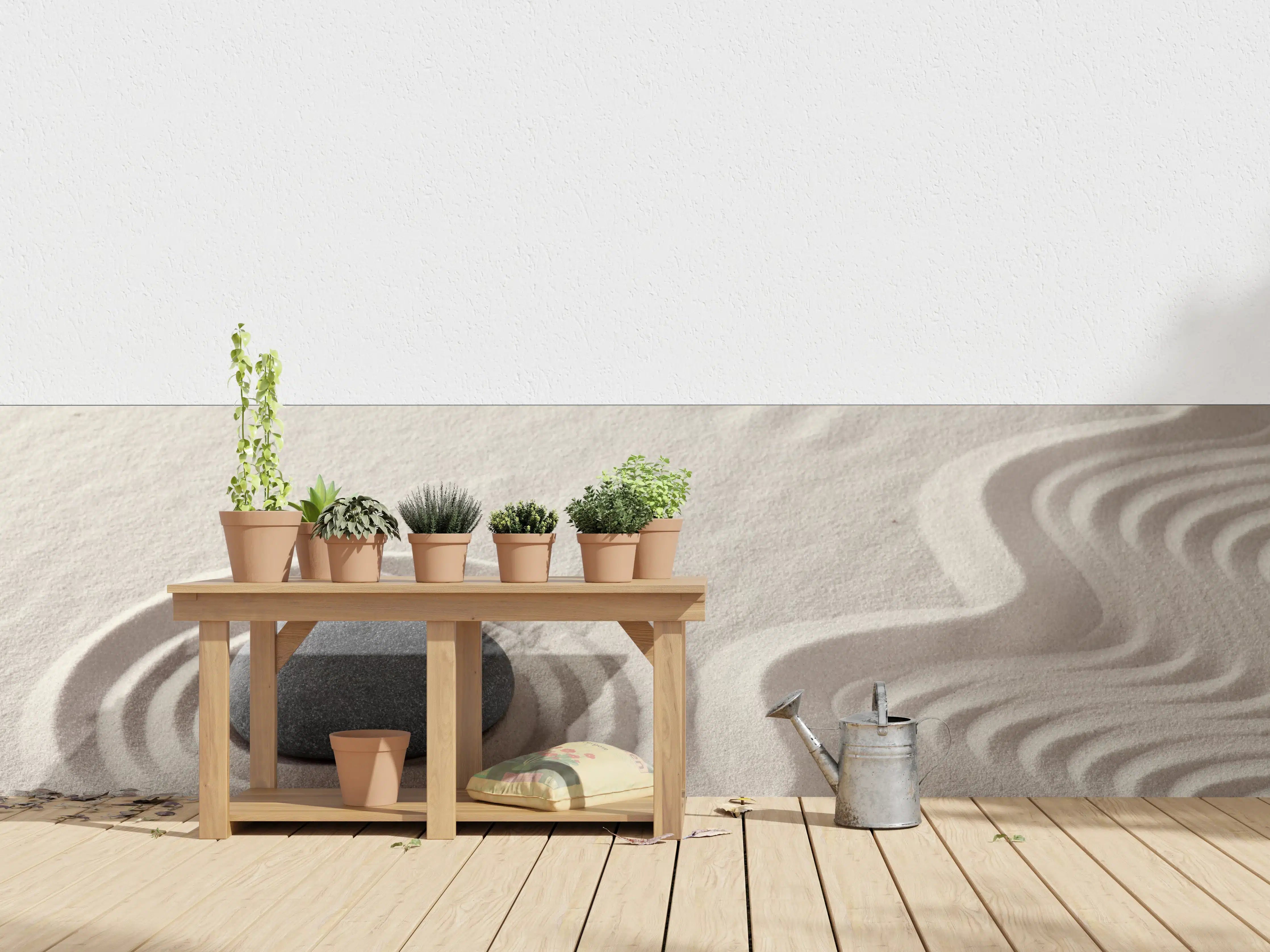 Wandverkleidung außen - Zen-Garten Stein auf Weiß