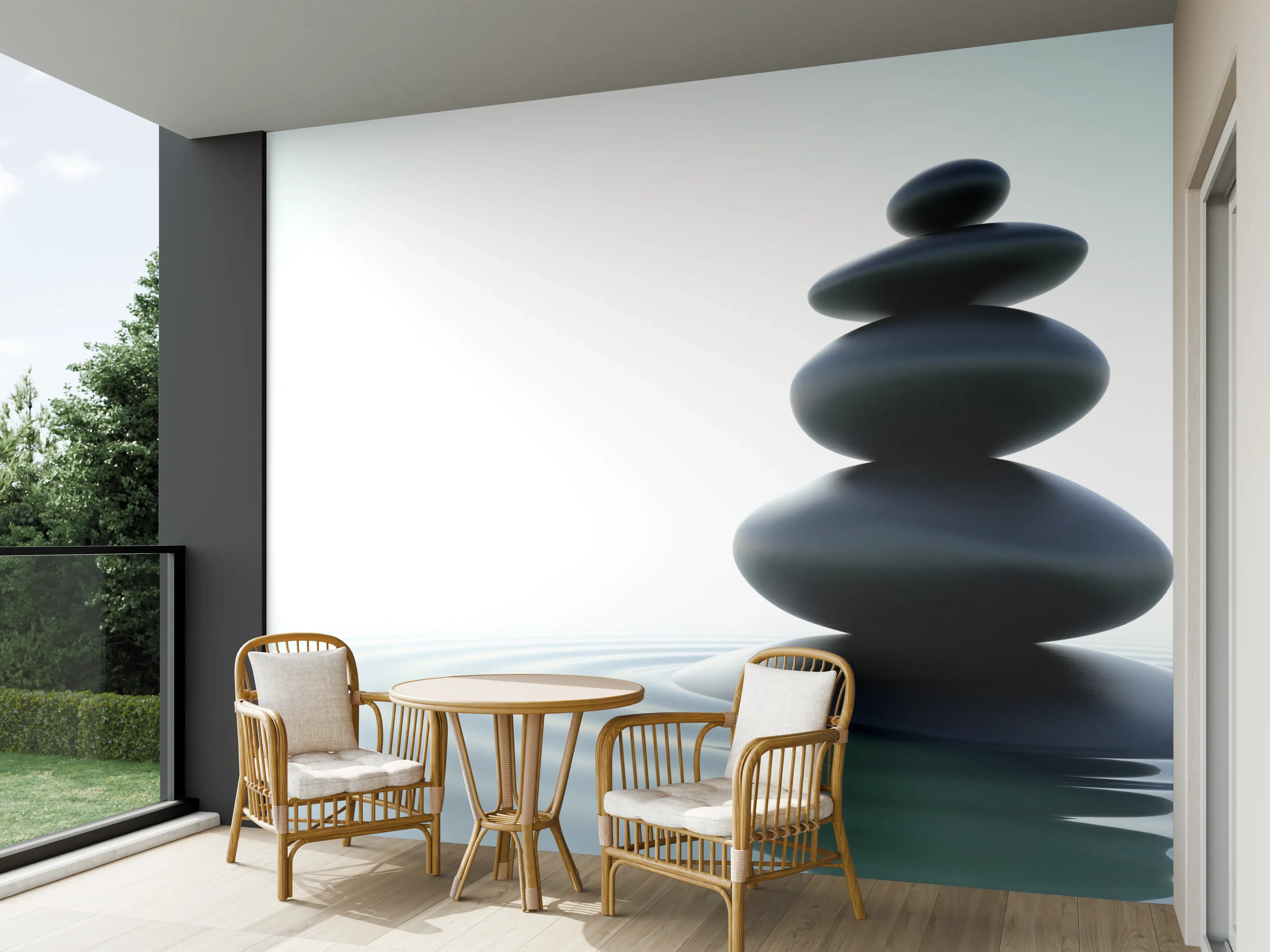 Wandverkleidung außen - Zen-Steine Weiß-Grau