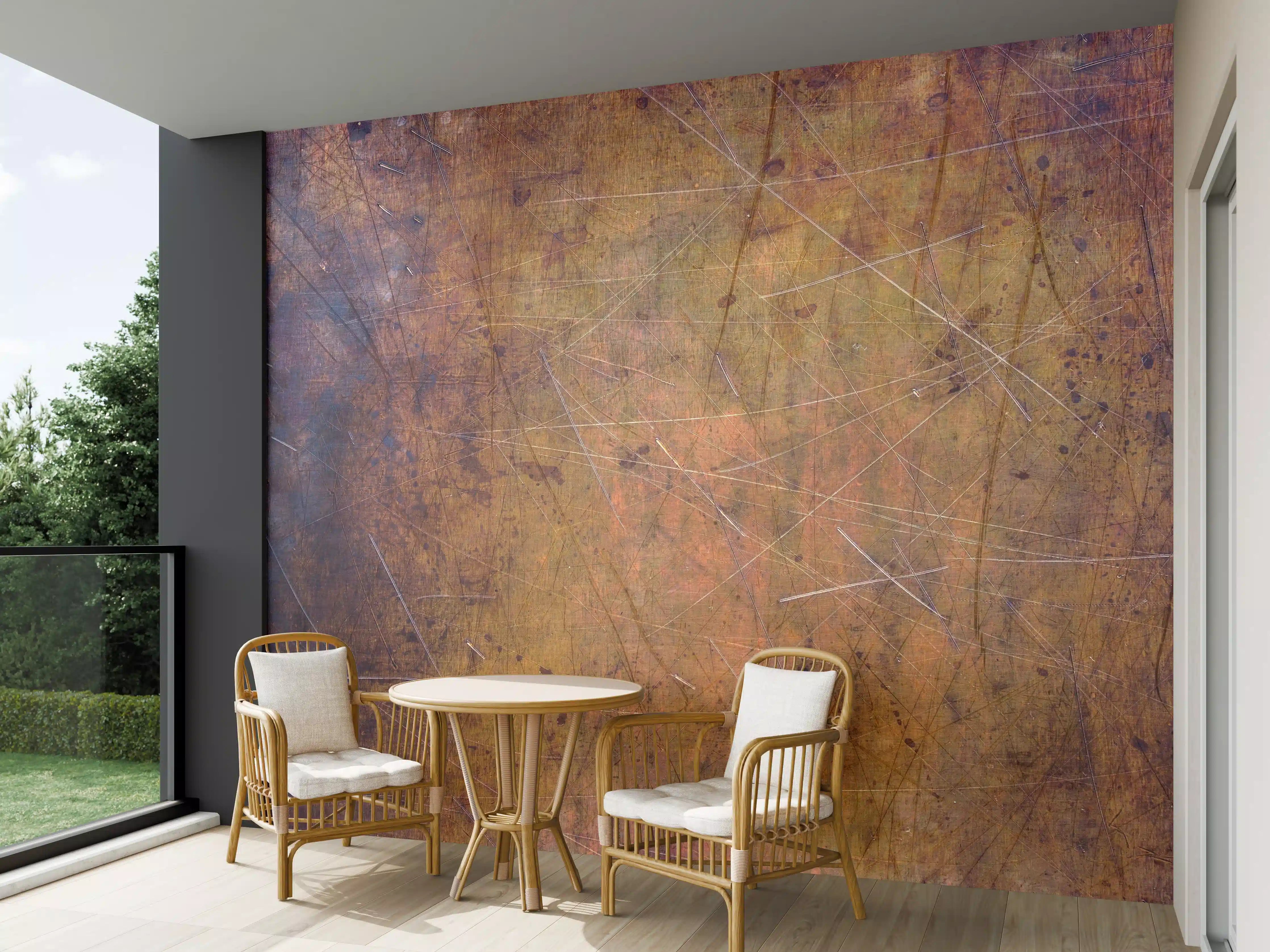 Wandverkleidung außen - Zerkratzte Kupferplatte