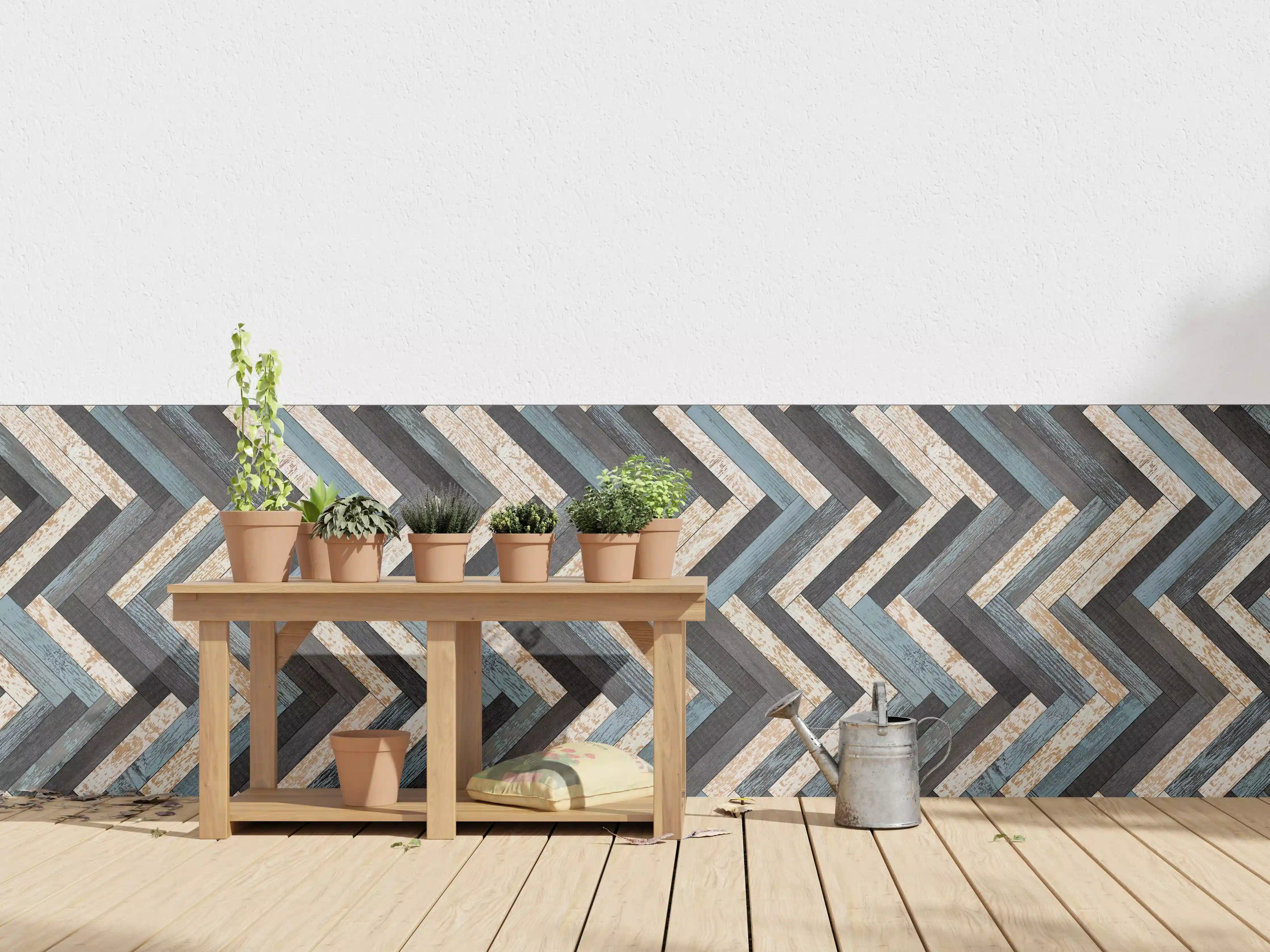 Wandverkleidung außen - Zickzackförmige Holztextur