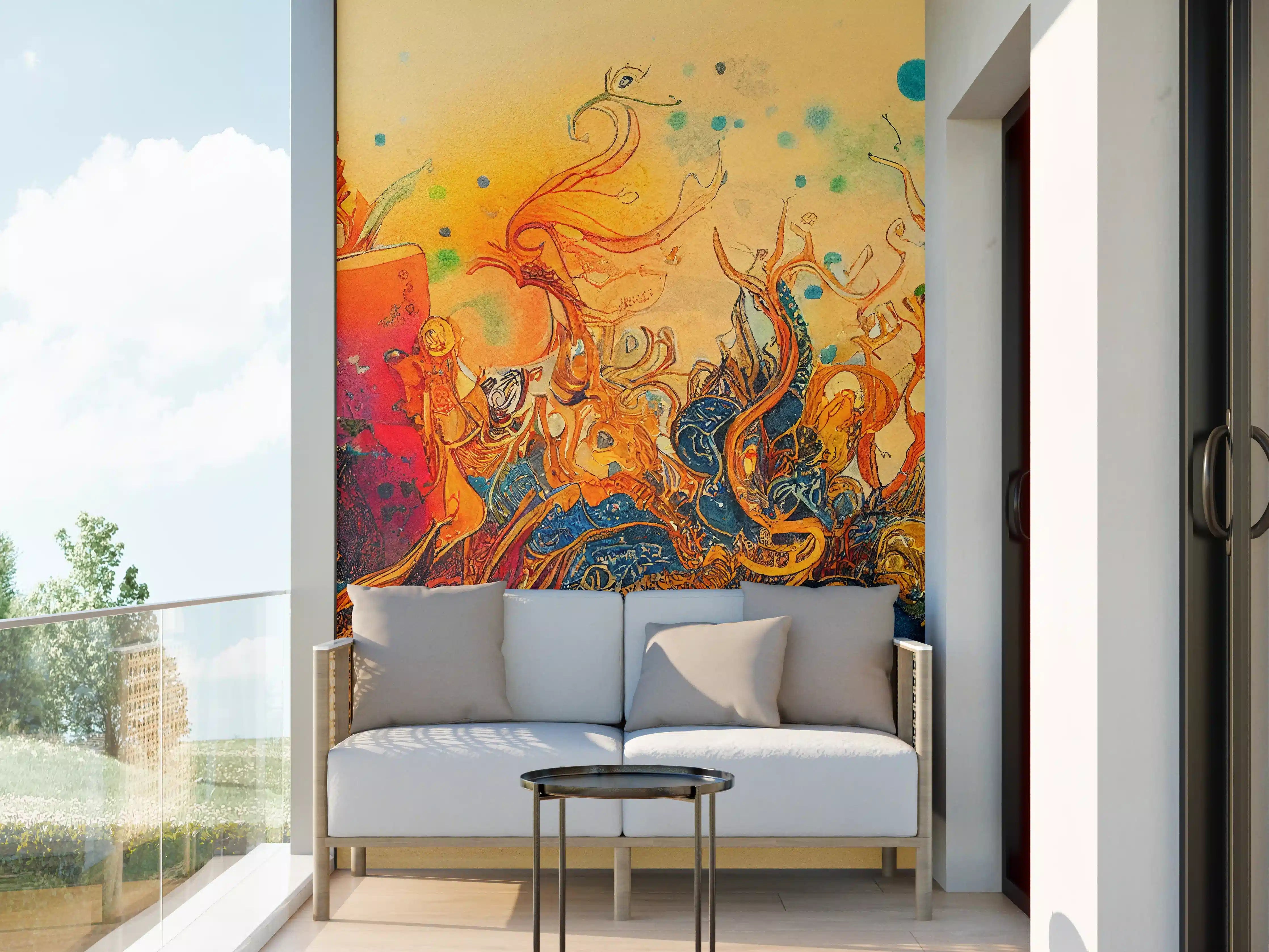 Wandverkleidung außen - abstrakte bunte Aquarell-Design Illustration