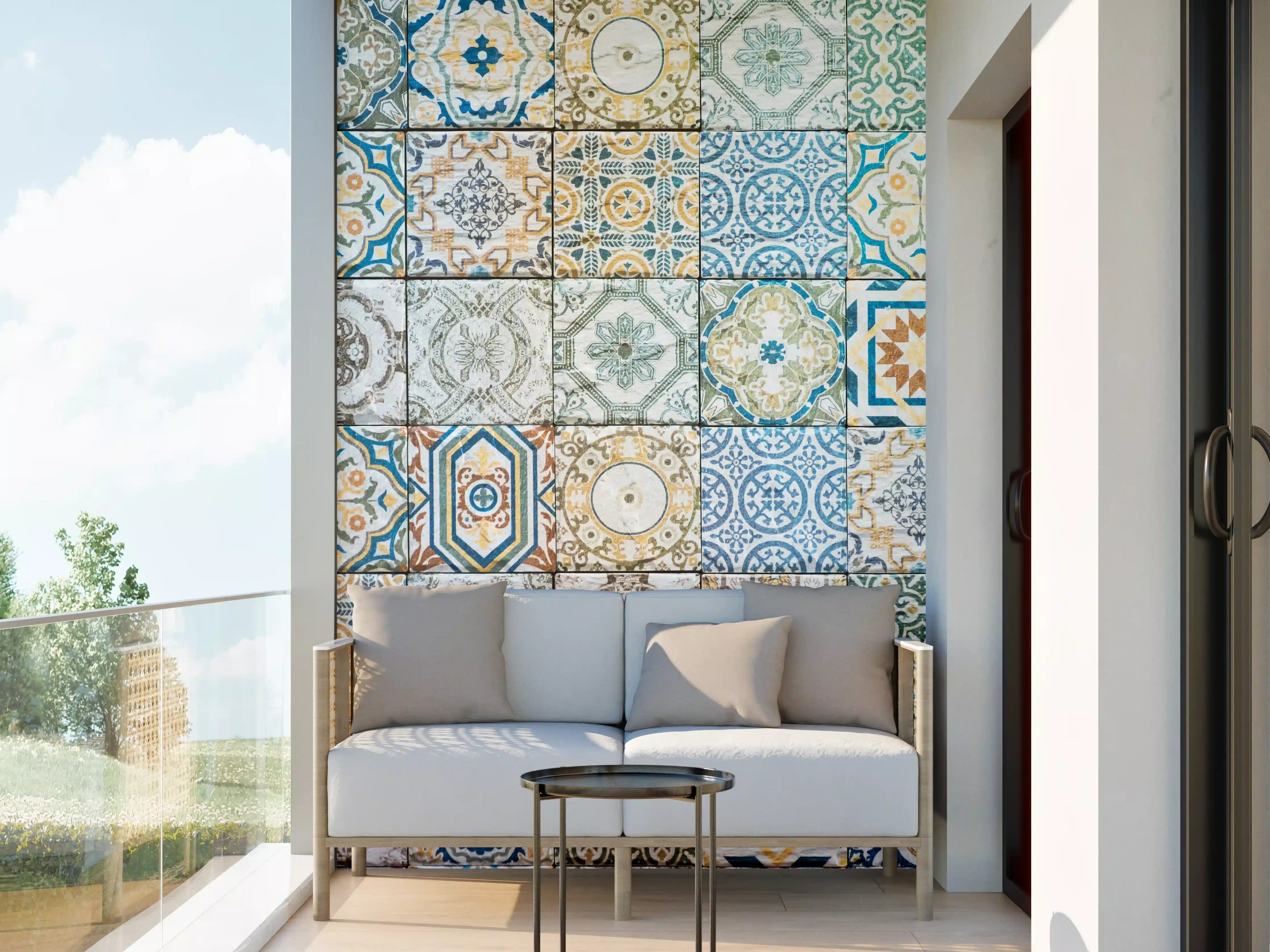 Wandverkleidung außen - buntes Mosaik im spanischen Stil