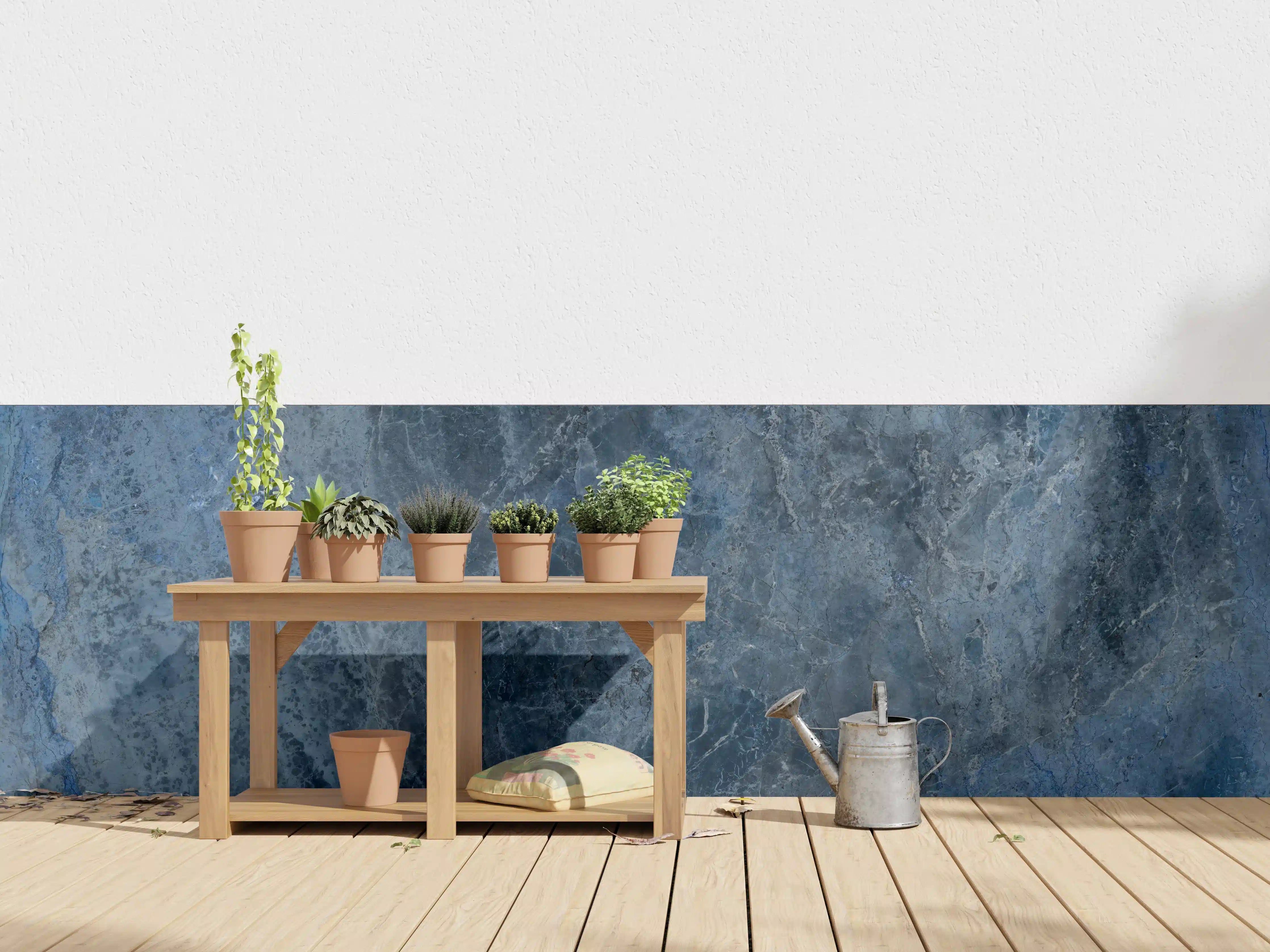 Wandverkleidung außen - dunkelblaue Marmor Steinstruktur