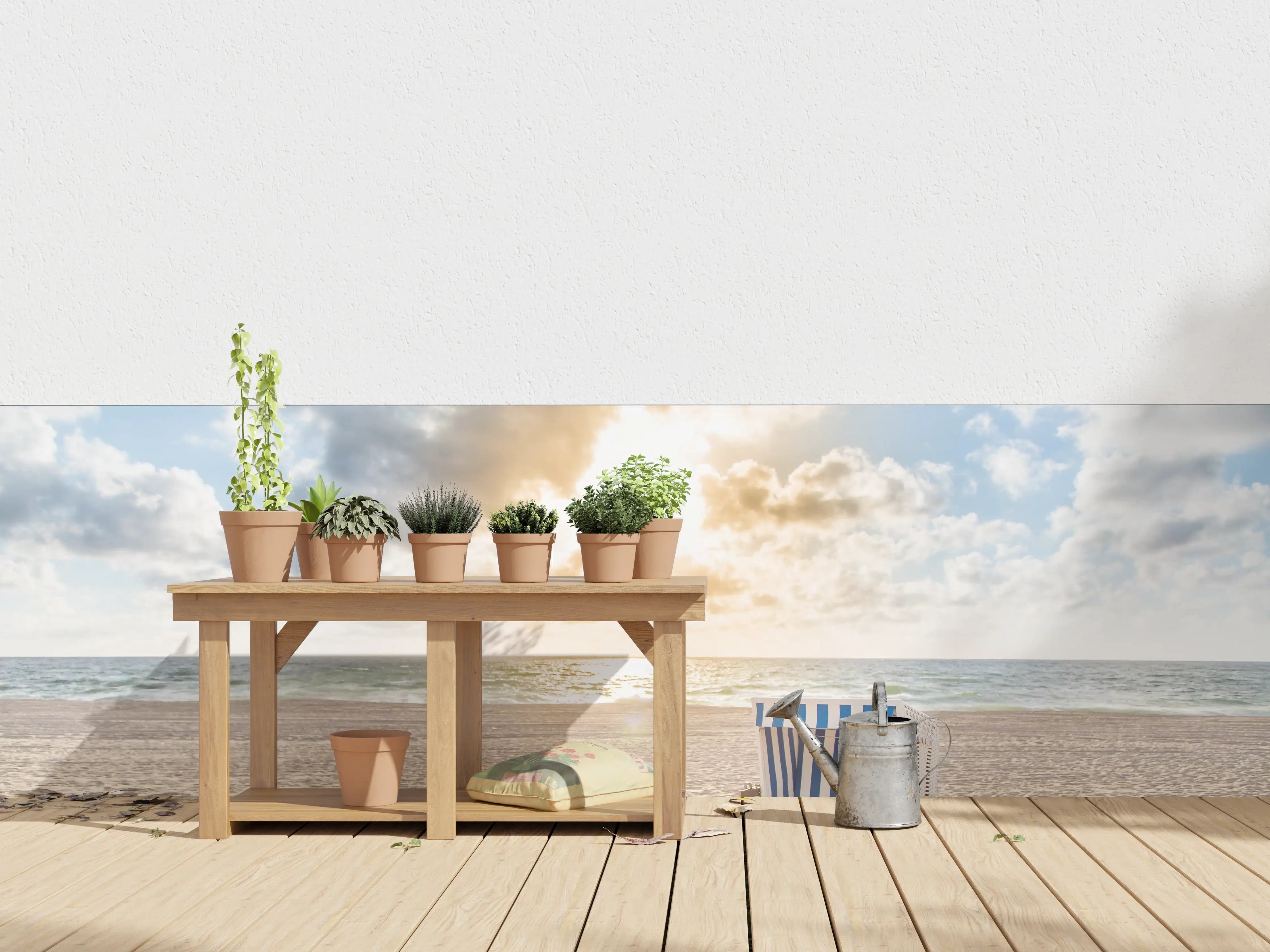 Wandverkleidung außen - einzelner Strandkorb an der Nordsee