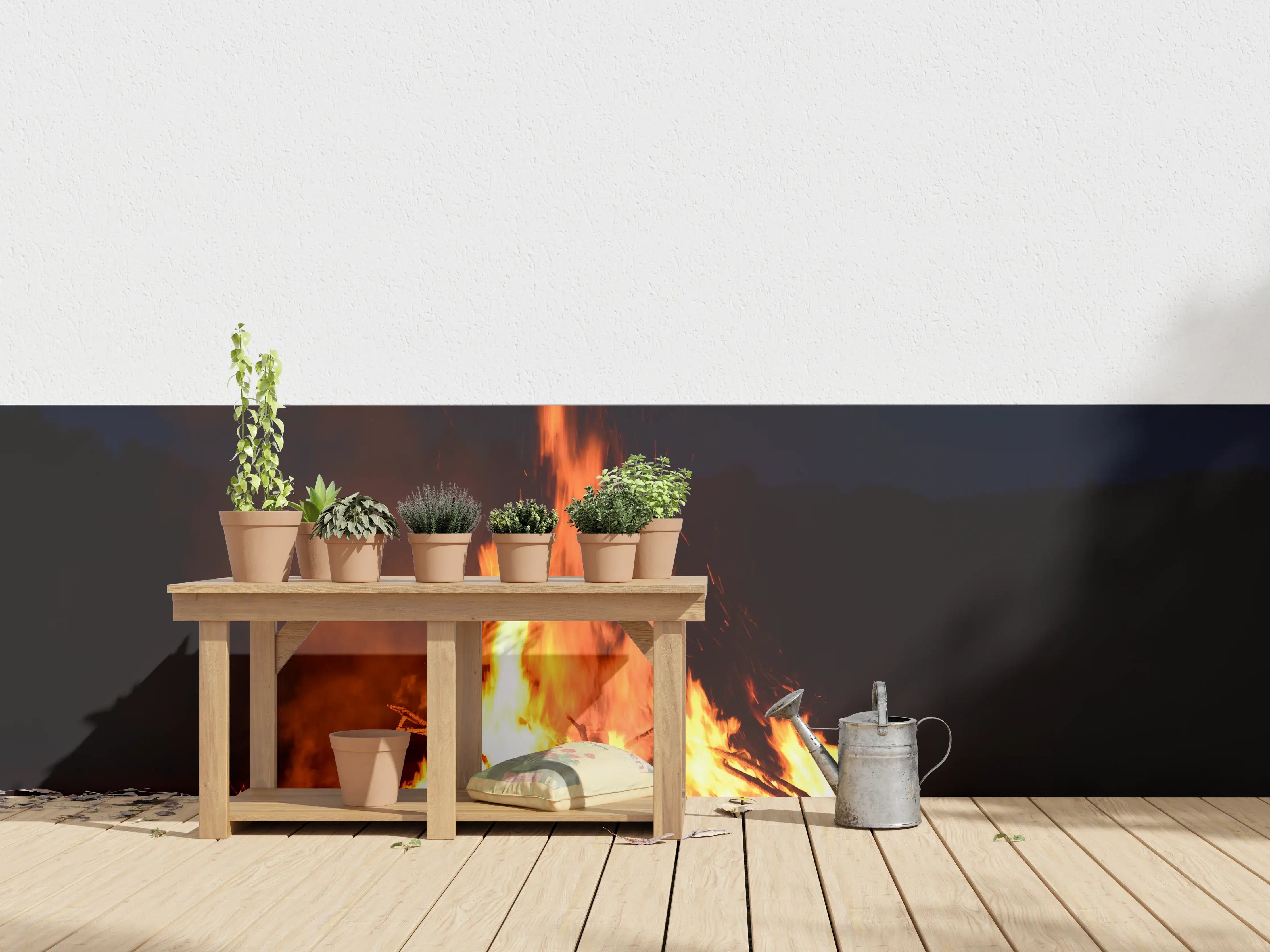 Wandverkleidung außen - gewaltiges outdoor Lagerfeuer 