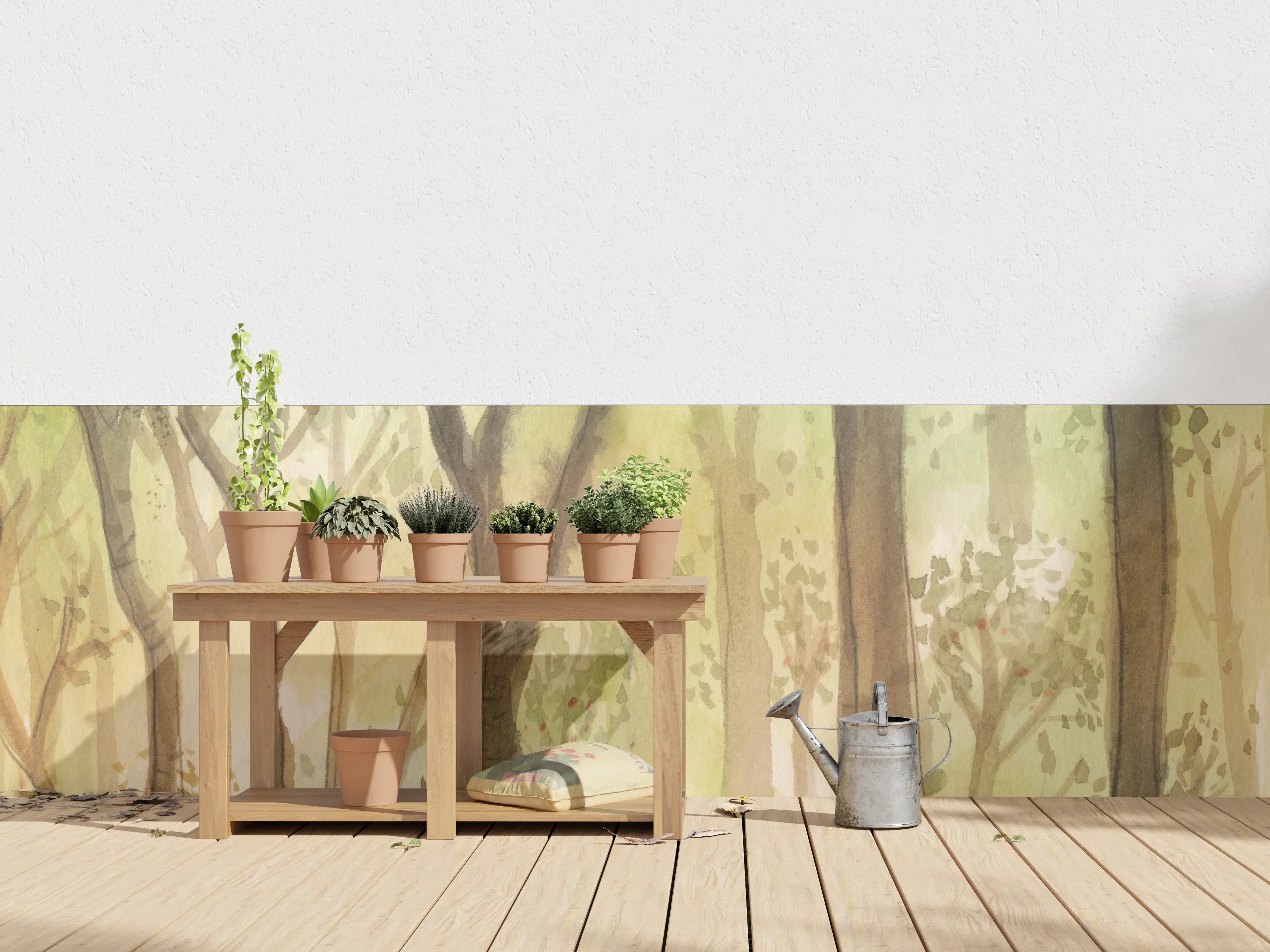 Wandverkleidung außen - heller Aquarell Wald 