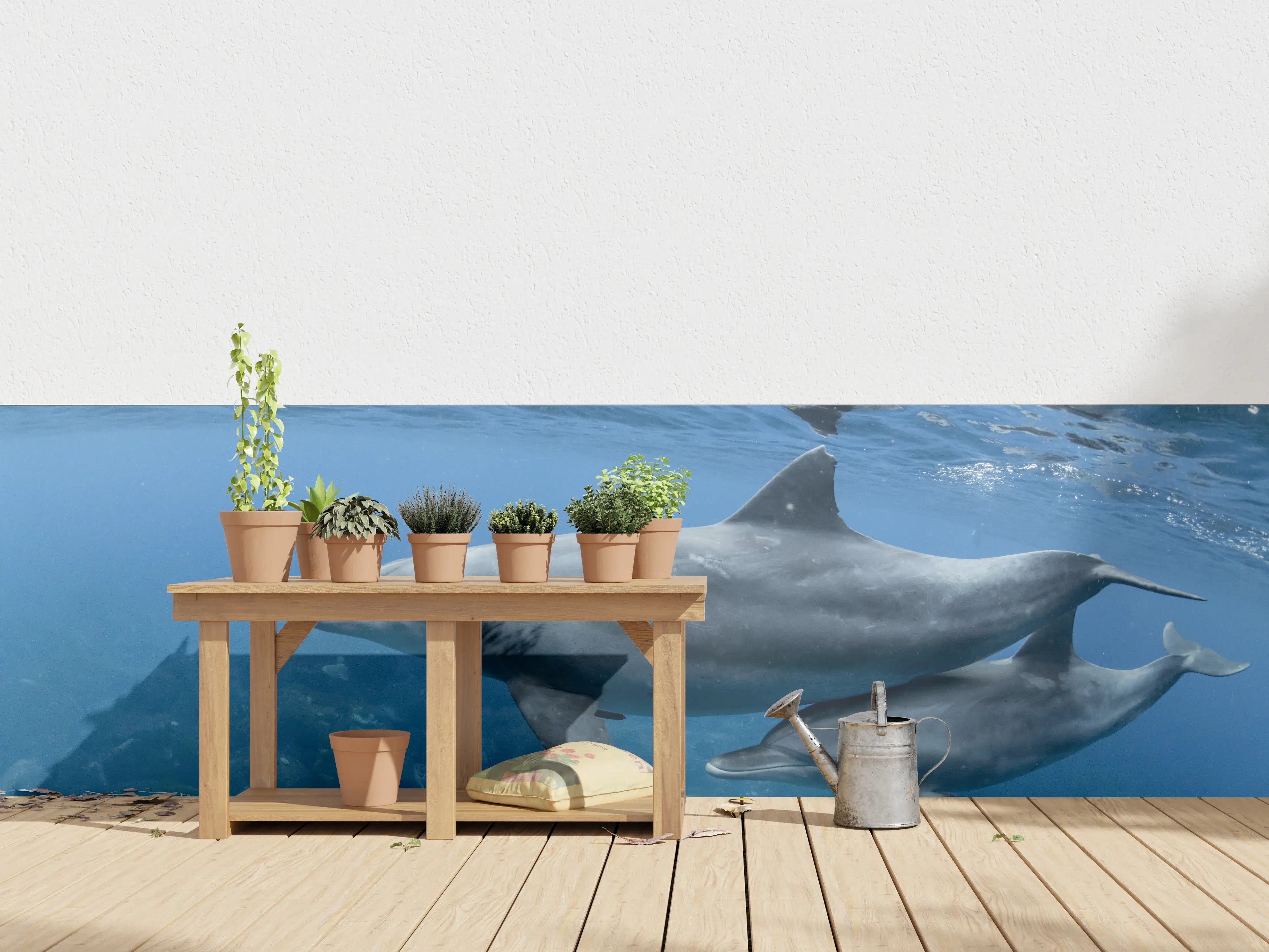 Wandverkleidung außen - niedliche Delfin-Familie