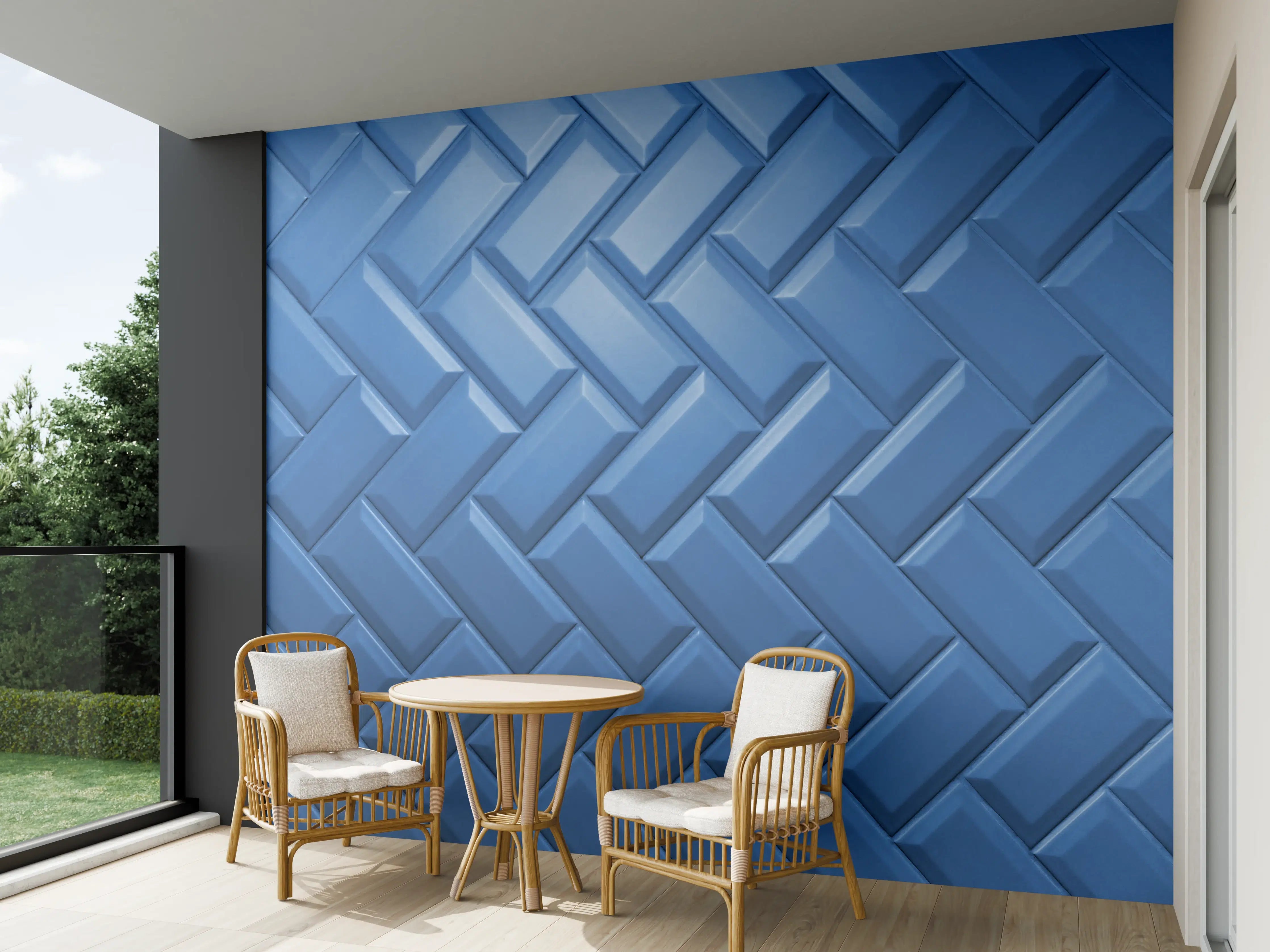Wandverkleidung außen - phantomblaue matte Keramikfliesen