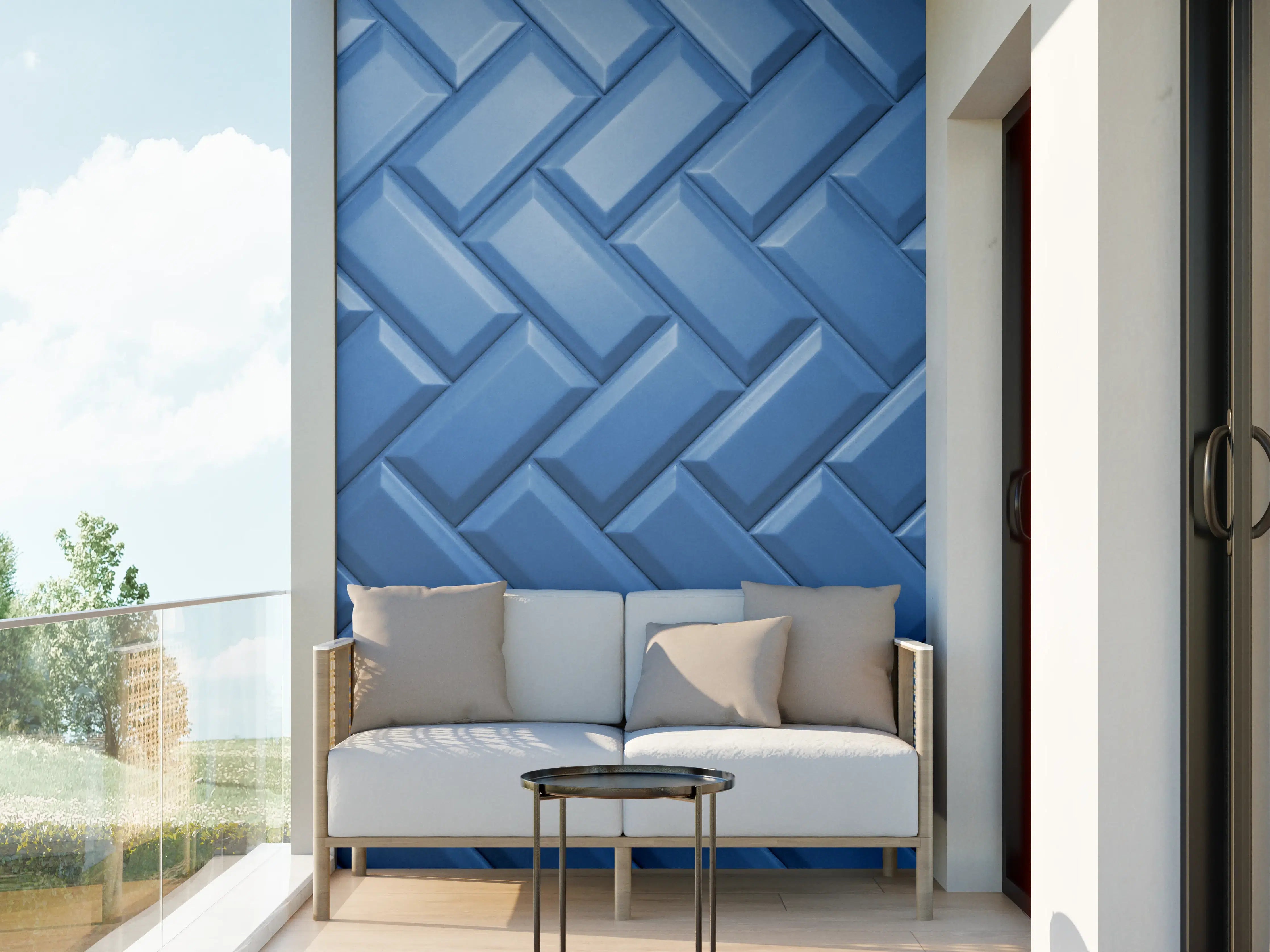Wandverkleidung außen - phantomblaue matte Keramikfliesen