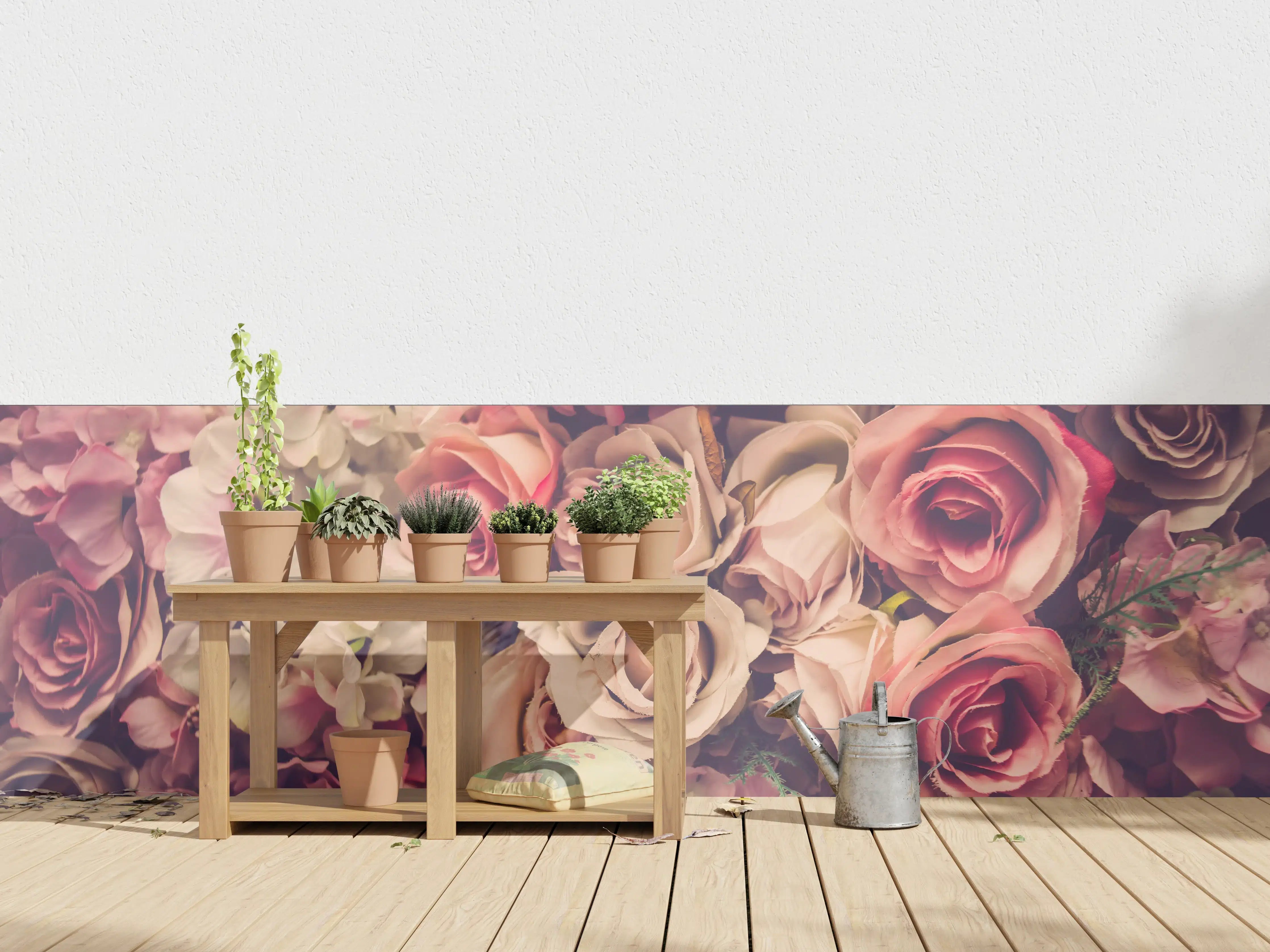 Wandverkleidung außen - retro rosa Rosen 