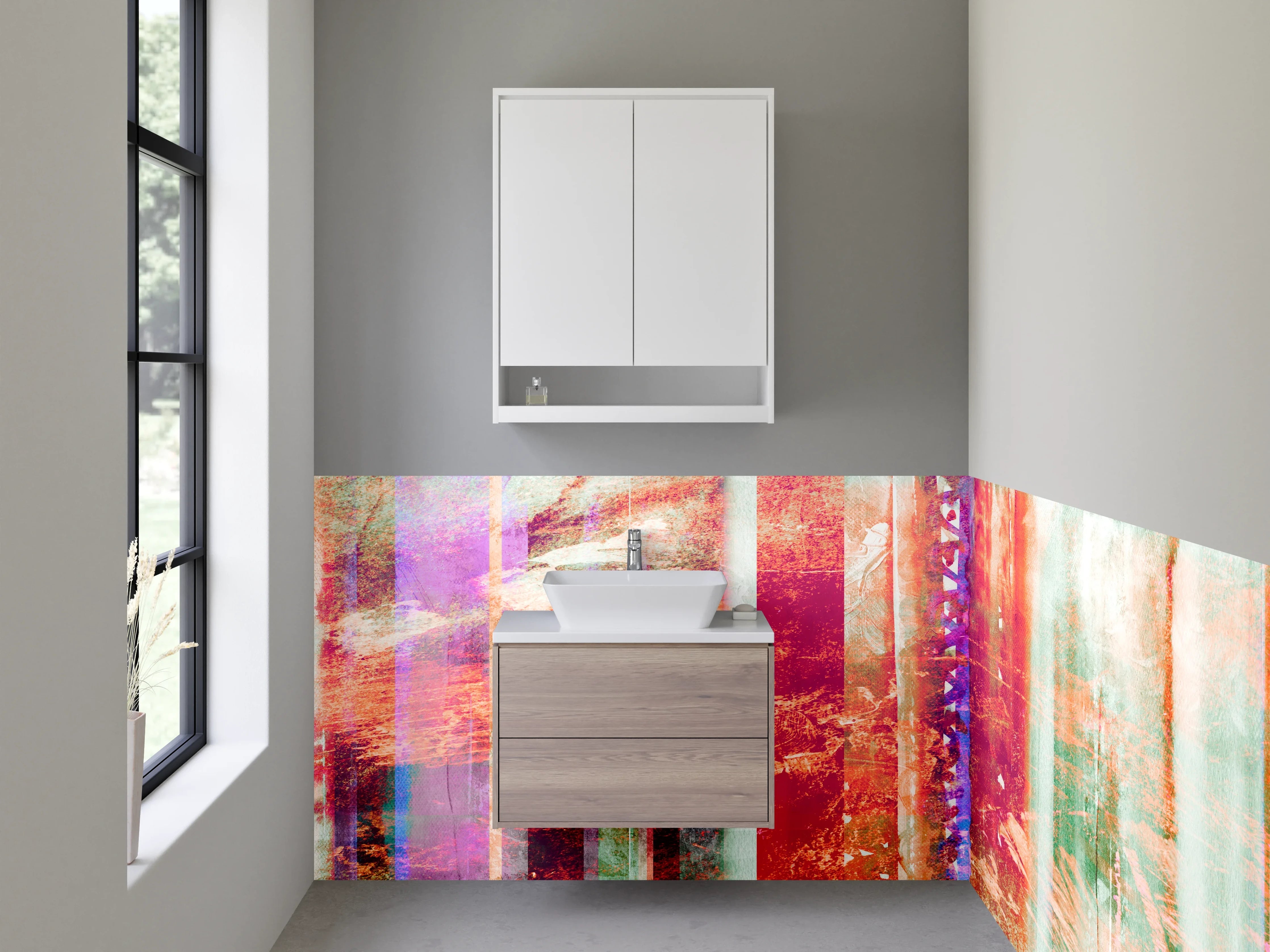 Waschbecken-Rückwand - Abstrakt Farbenfroh Modern Streifen Effekt