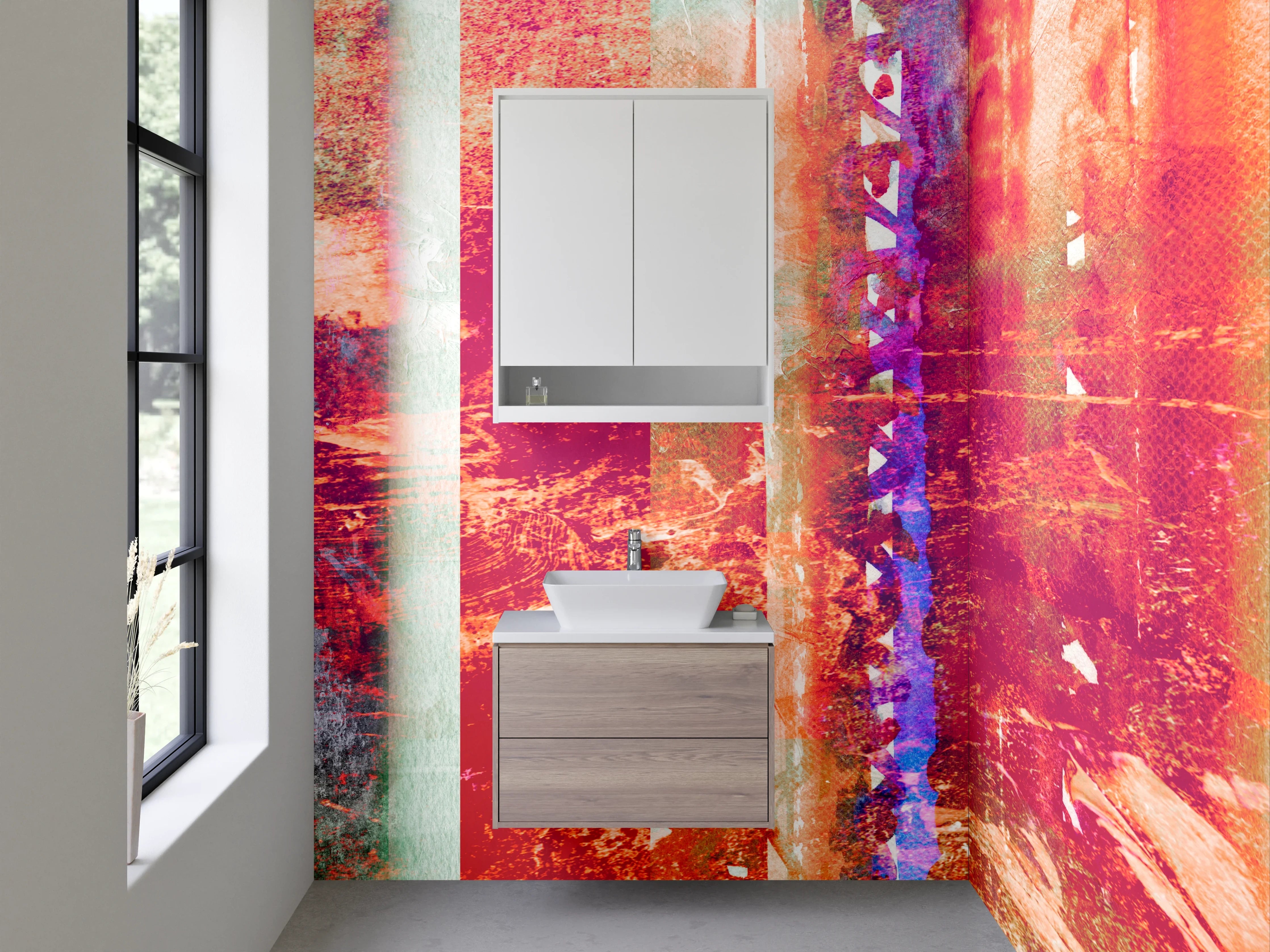 Waschbecken-Rückwand - Abstrakt Farbenfroh Modern Streifen Effekt