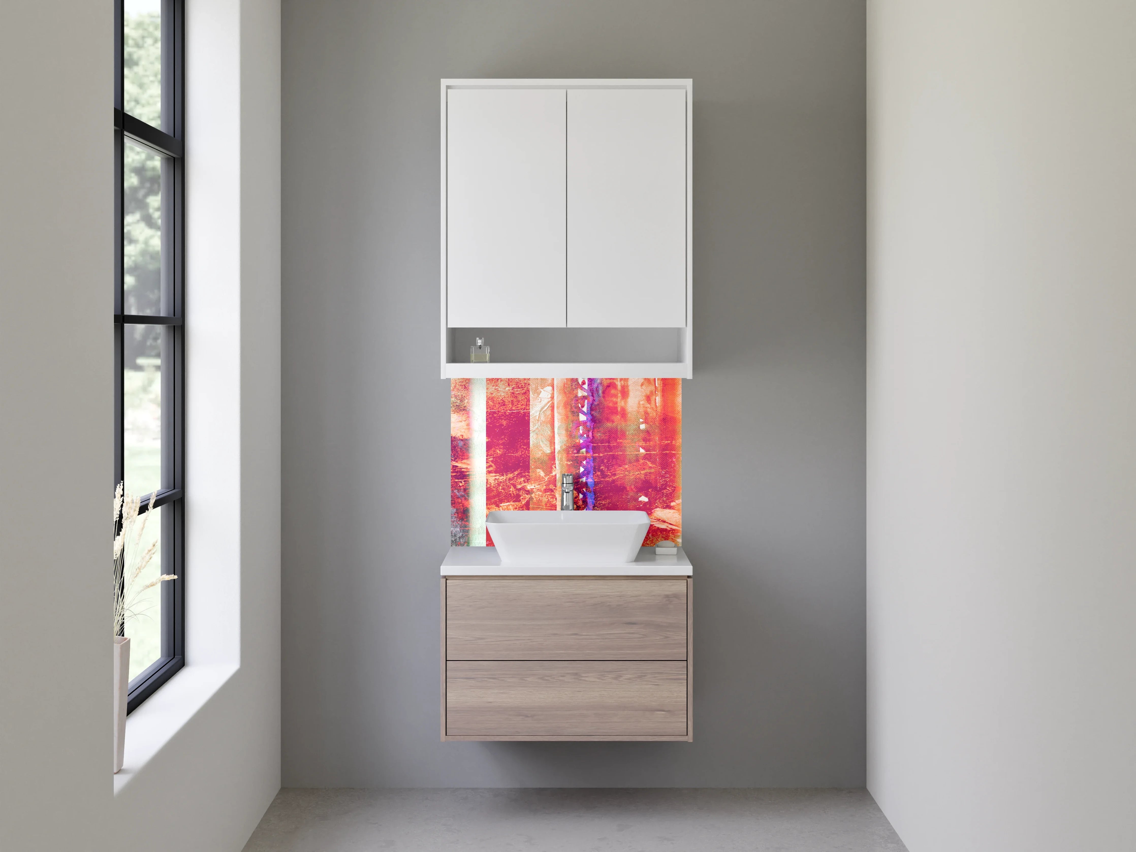 Waschbecken-Rückwand - Abstrakt Farbenfroh Modern Streifen Effekt