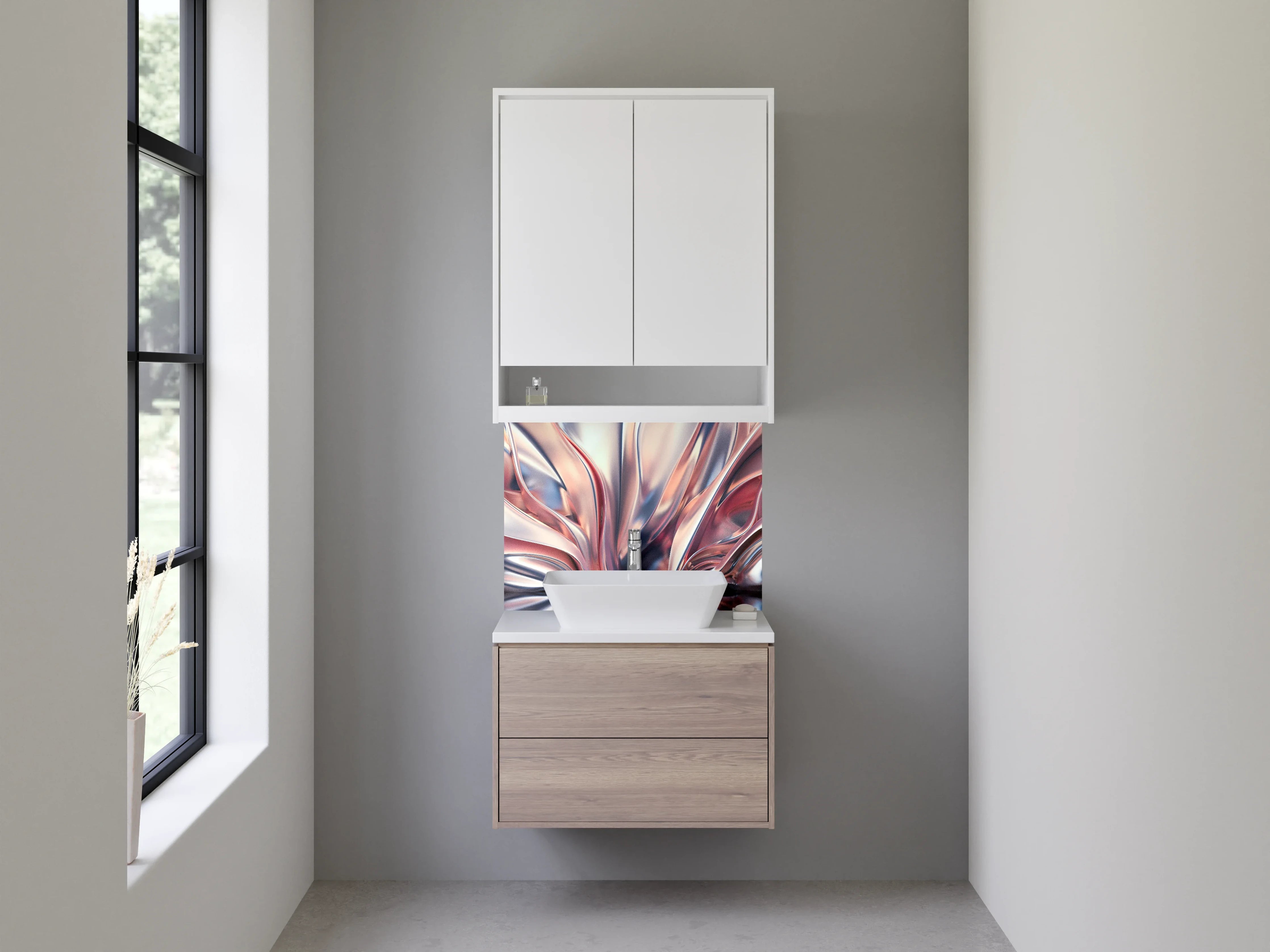 Waschbecken-Rückwand - Abstrakte Eleganz in Pastellfarben