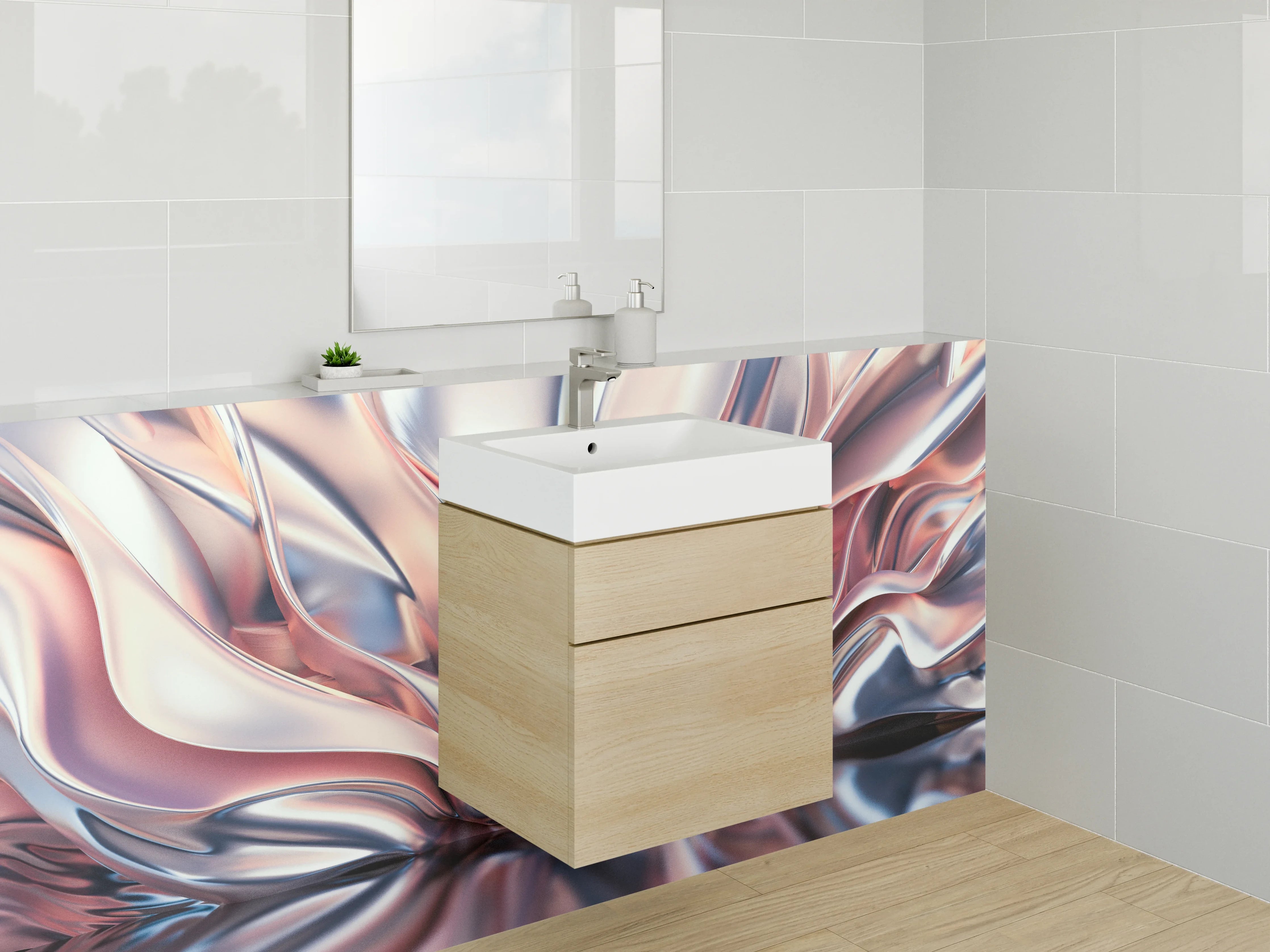 Waschbecken-Rückwand - Abstrakte Eleganz in Pastellfarben