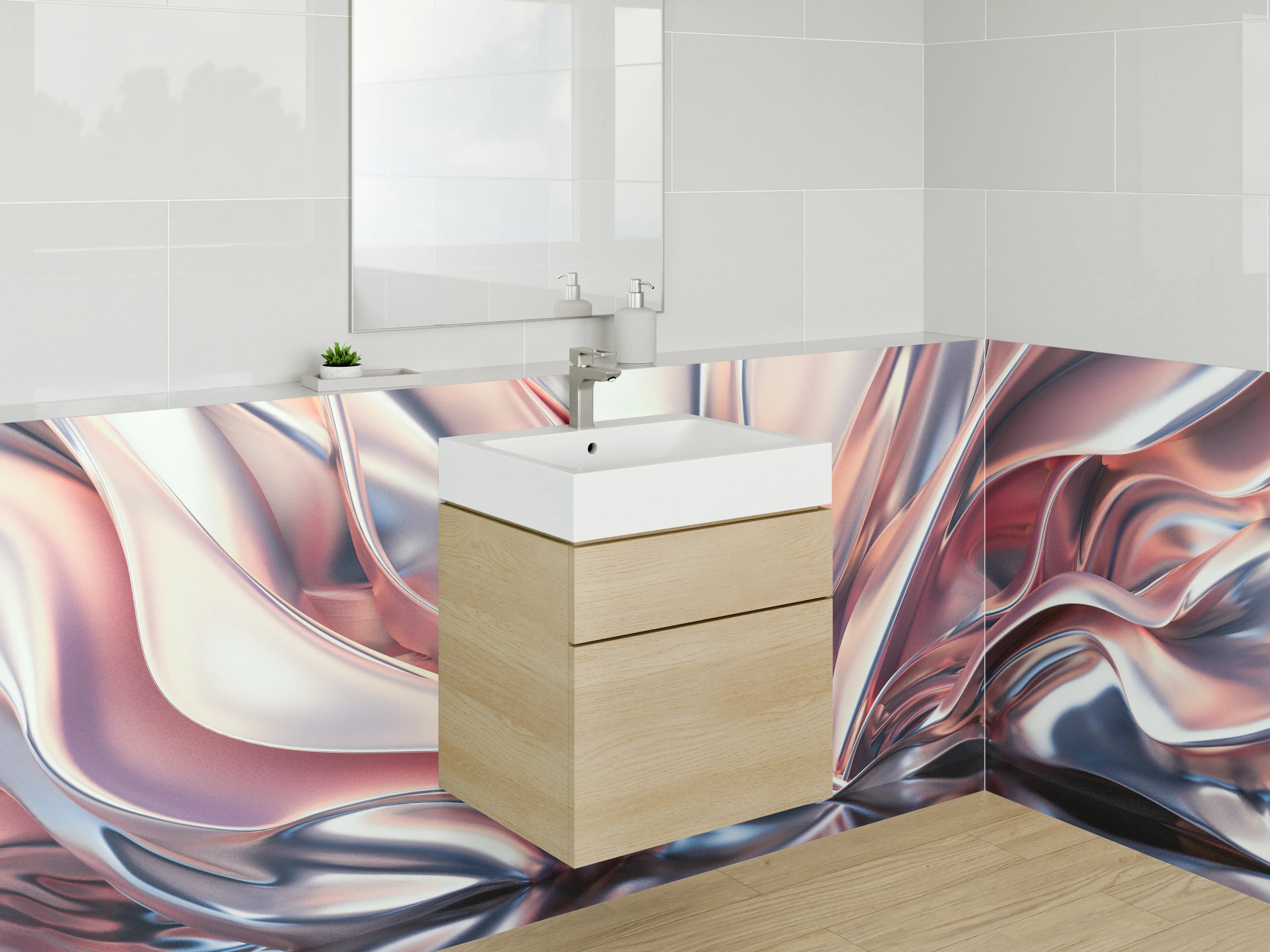 Waschbecken-Rückwand - Abstrakte Eleganz in Pastellfarben