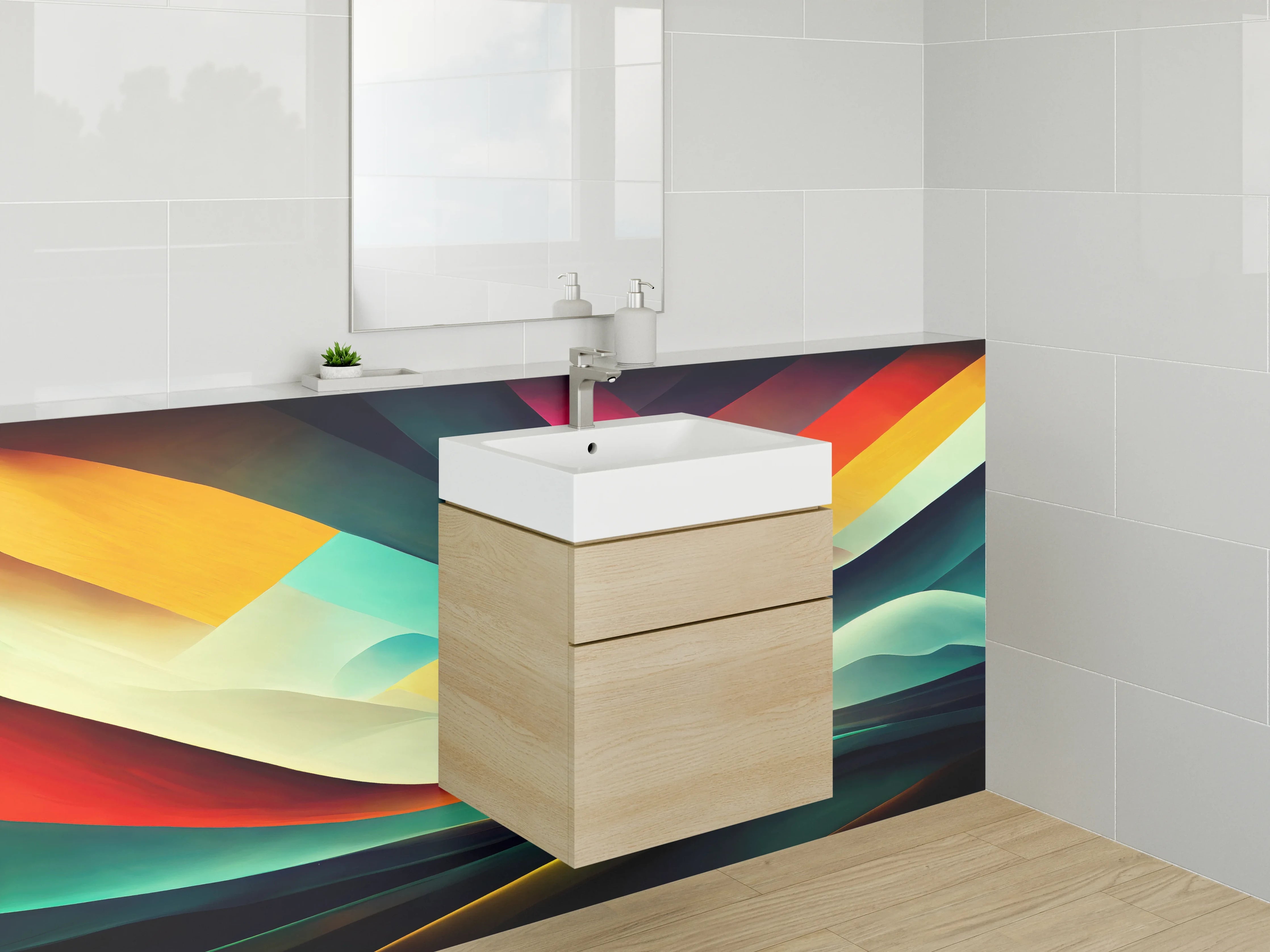 Waschbecken-Rückwand - Abstrakte Farbwelten für moderne Räume