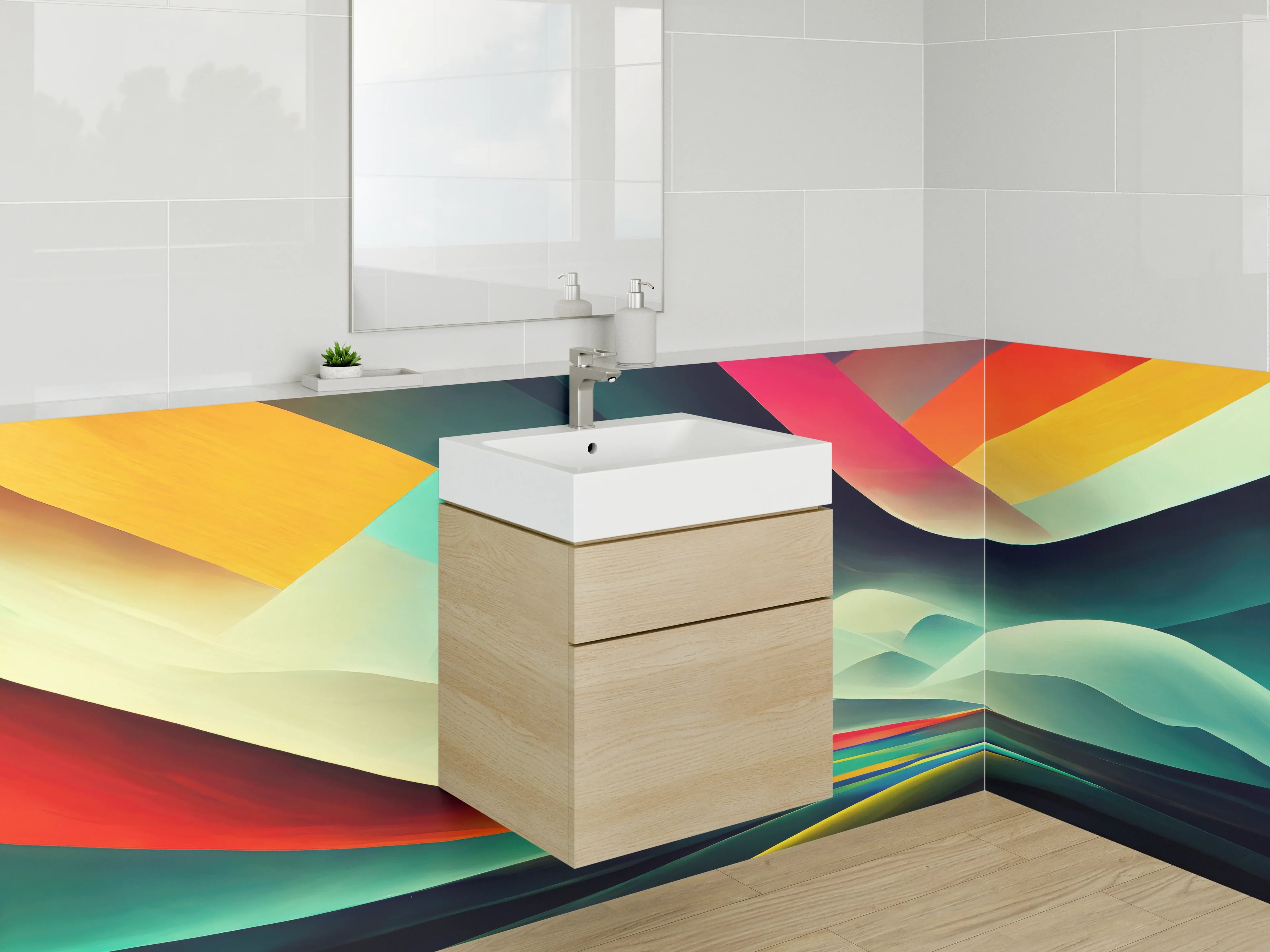 Waschbecken-Rückwand - Abstrakte Farbwelten für moderne Räume