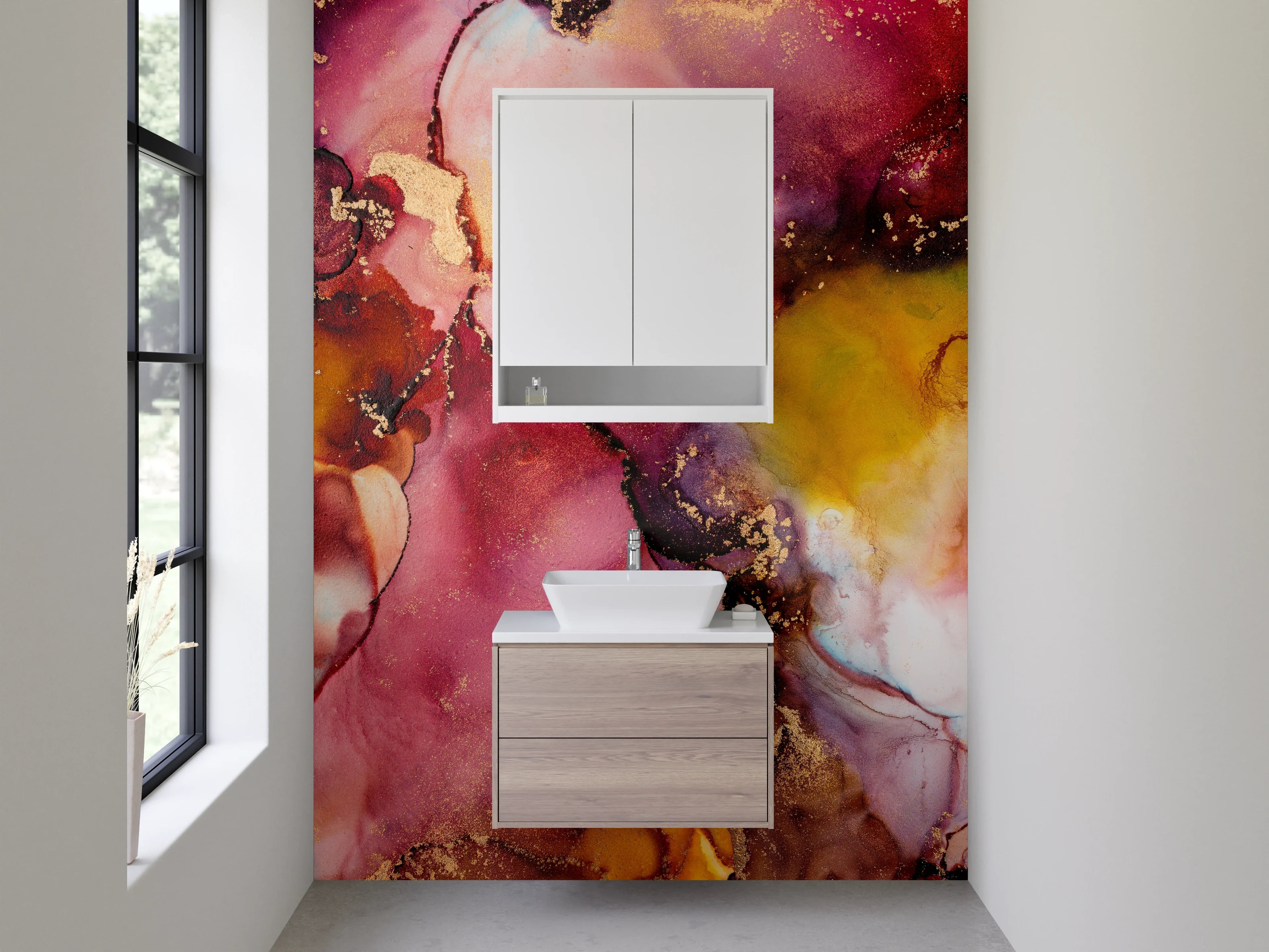 Waschbecken-Rückwand - Abstrakte Kunst in kräftigen Farben