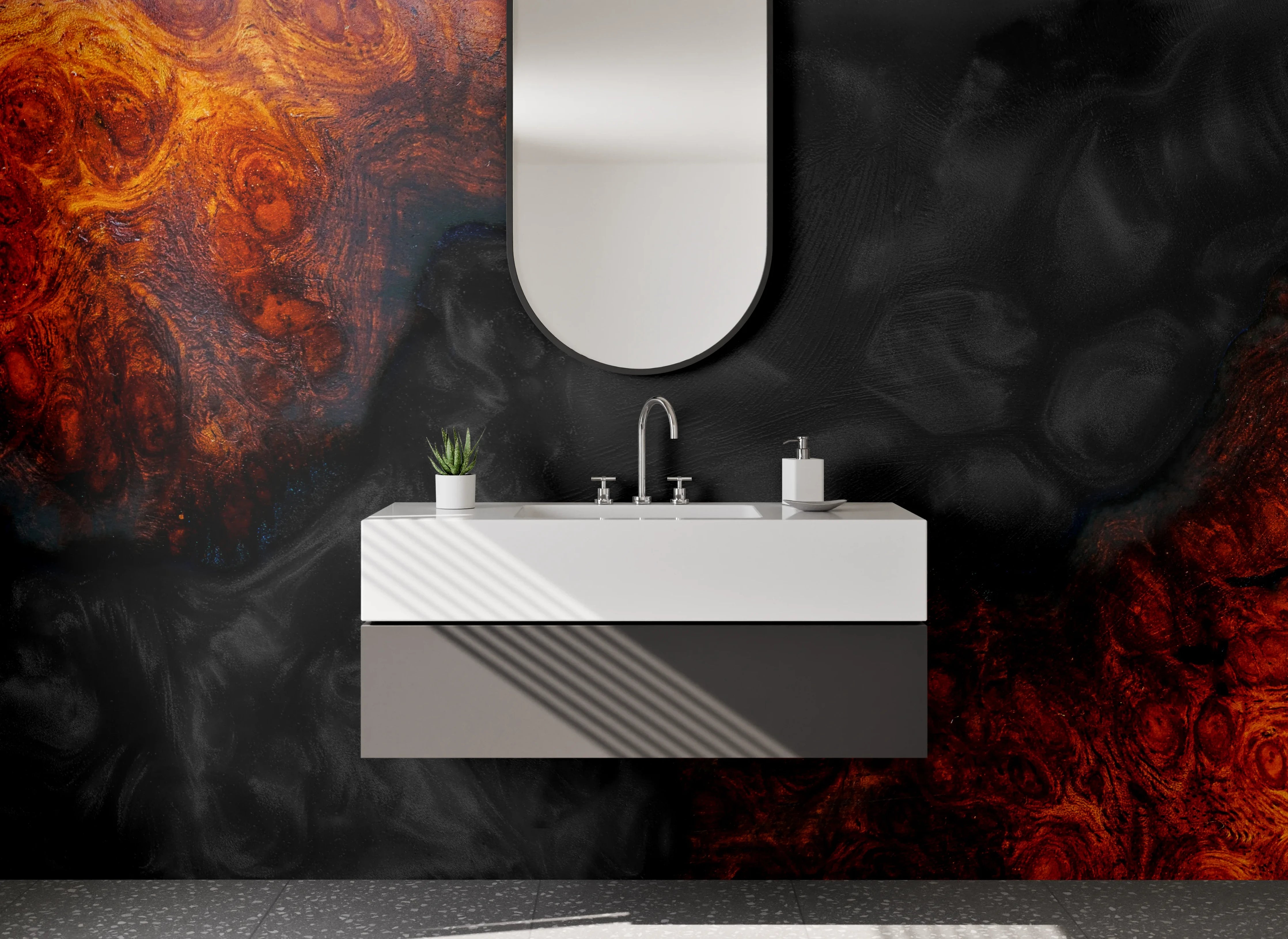 Waschbecken-Rückwand - Abstrakte Lava-Marmor Kunst