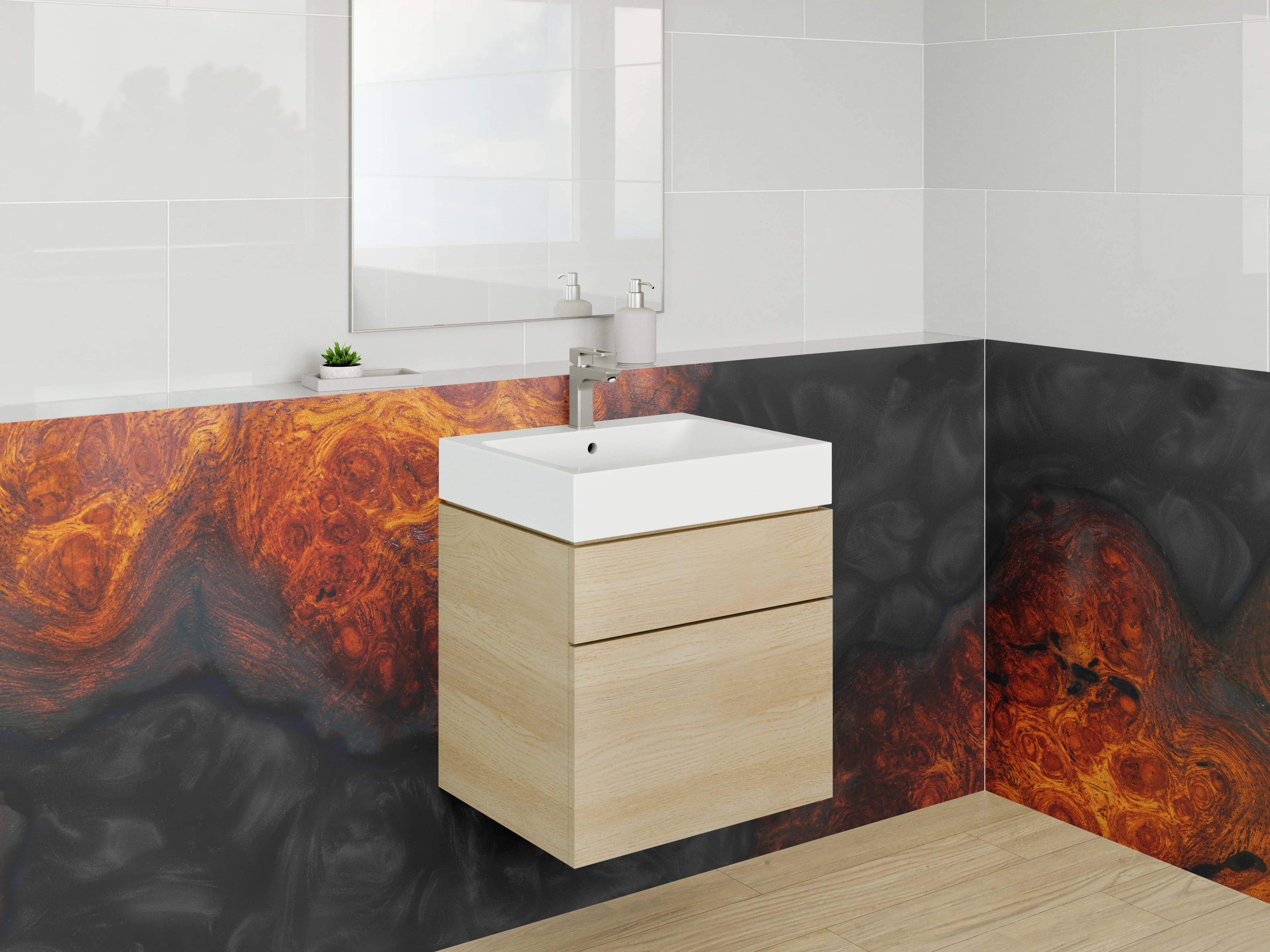 Waschbecken-Rückwand - Abstrakte Lava-Marmor Kunst