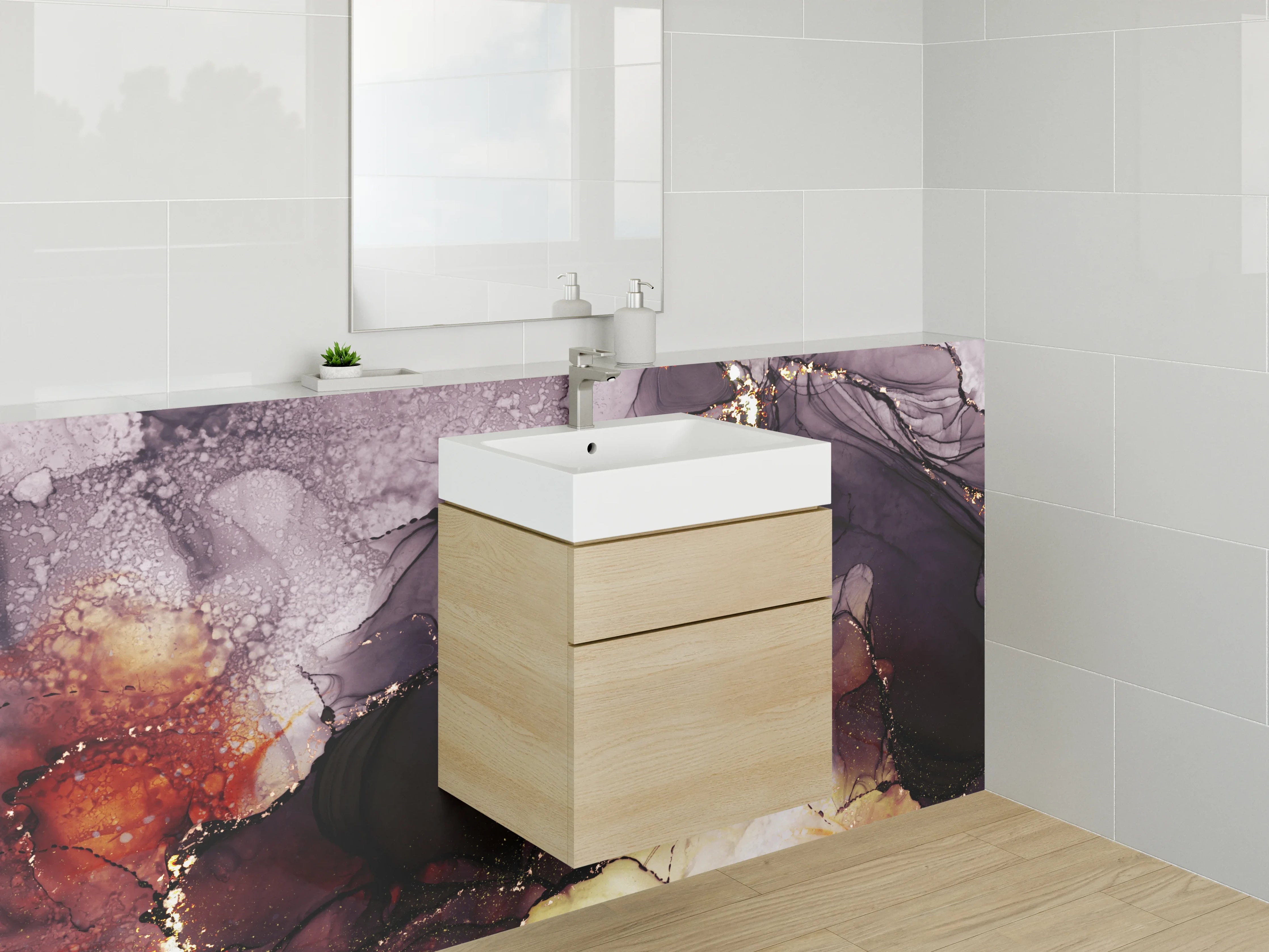 Waschbecken-Rückwand - Abstrakte Luxus-Marmoroptik mit Gold